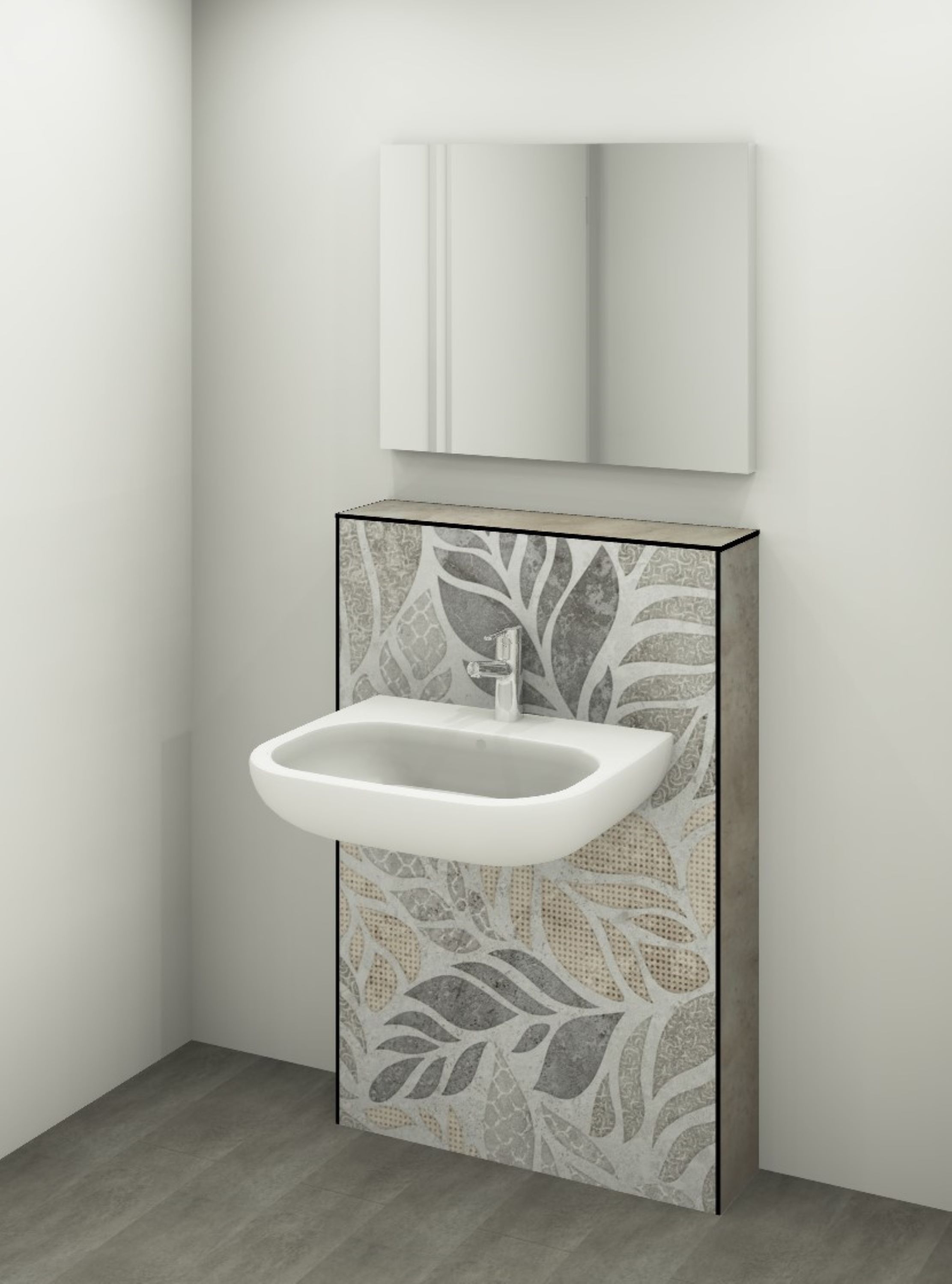 DK Waschtisch Modul B 800 H1190mm, o. Zubehör, Grunge Floral Perl