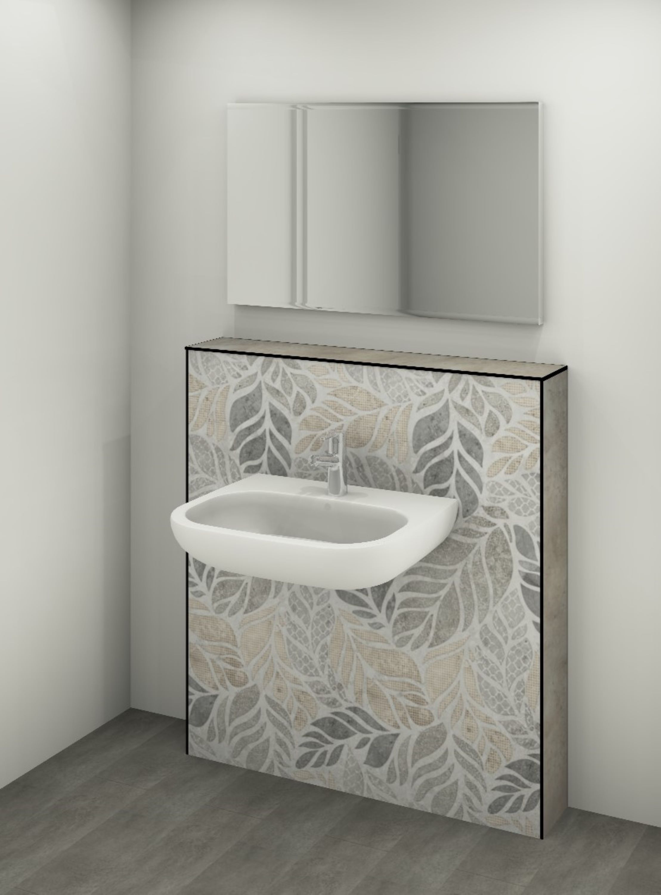 DK Waschtisch Modul B1100 H1190mm, o. Zubehör, Grunge Floral Perl