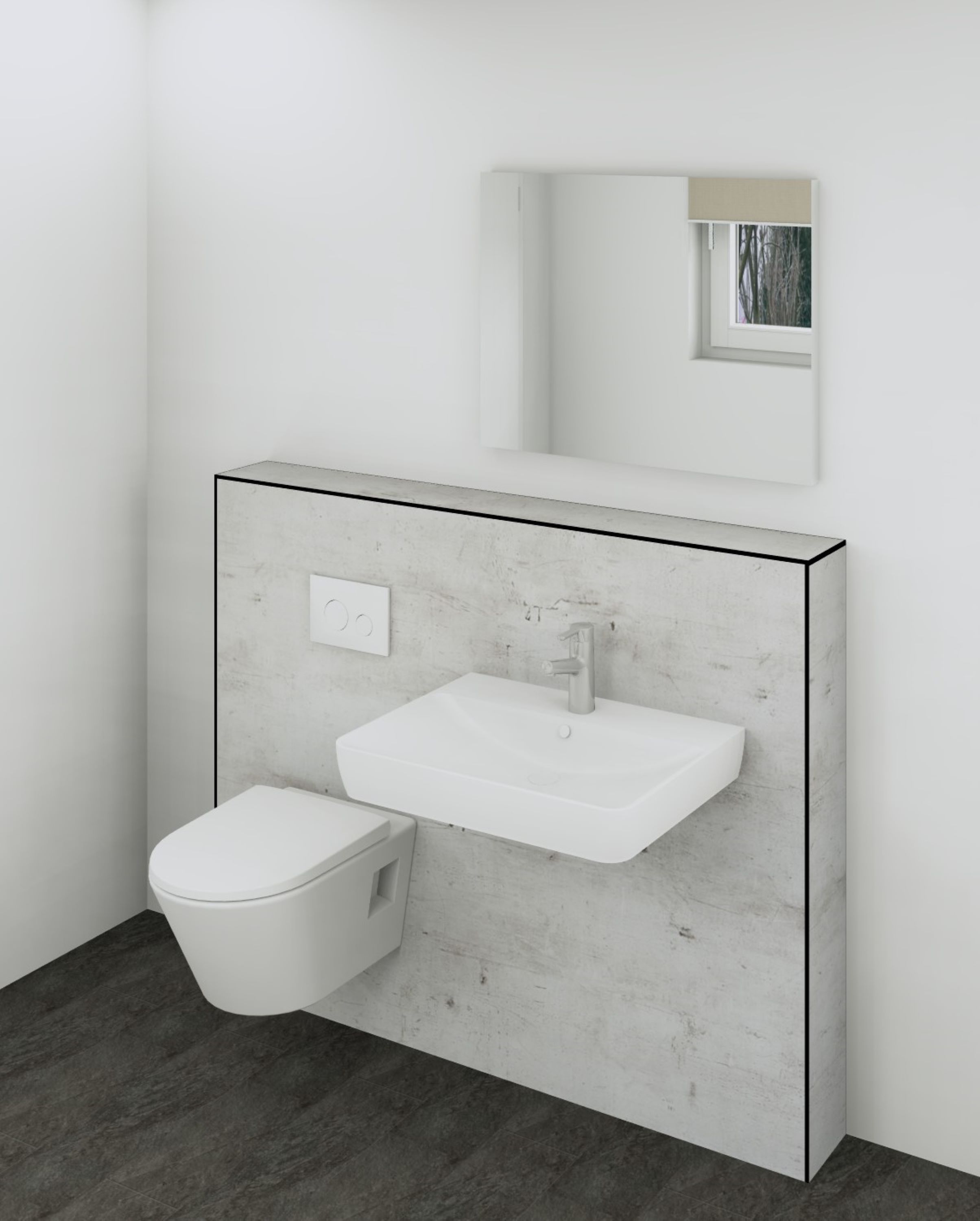 DK Doppelmodul Waschtisch WC B1500 H1190mm, , o. Zubehör, rechts, Kalkstein Perl