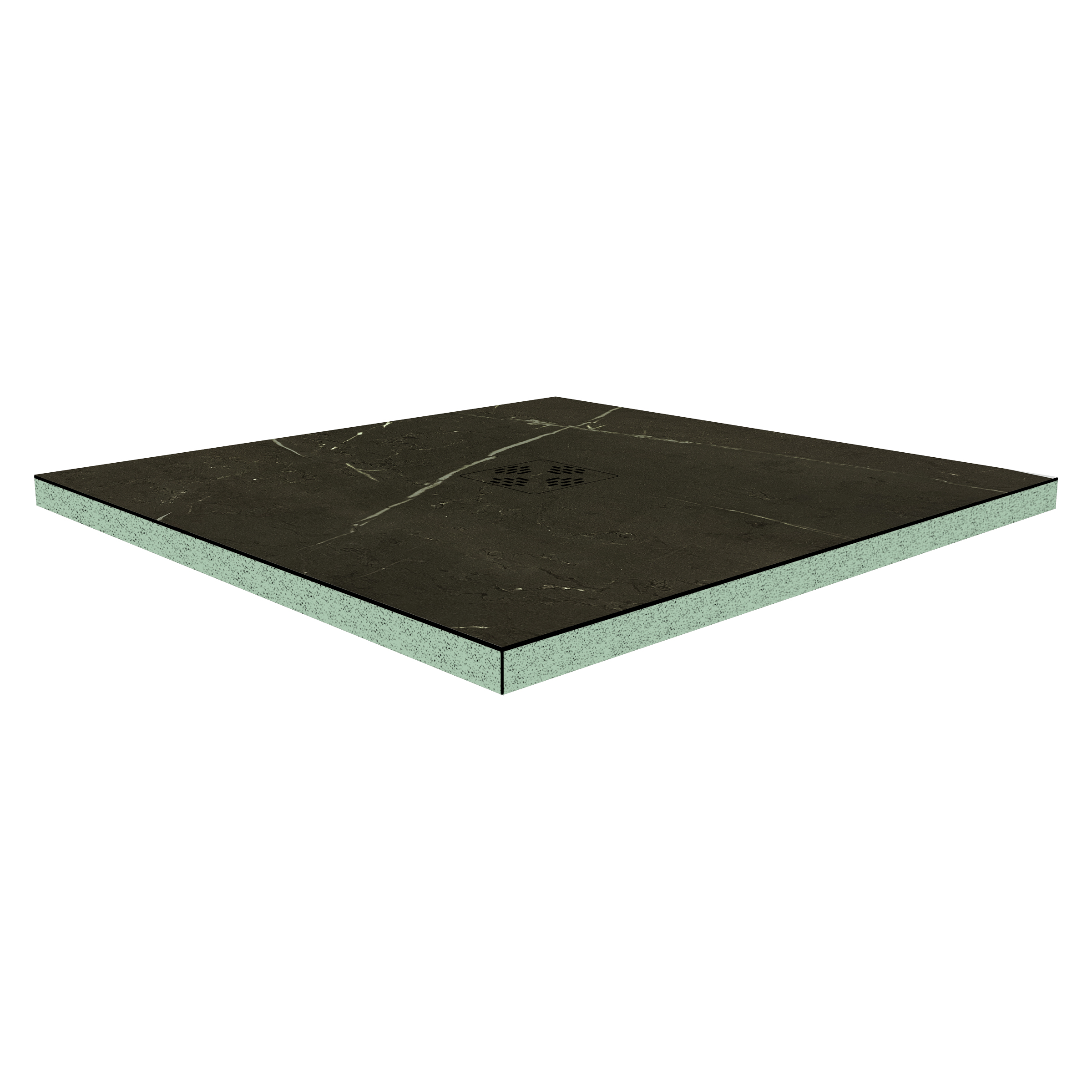 DK Duschboard Flat  800 x  800 mm Typ 1, Dekor: Ebro Perl, Punktablauf mittig
