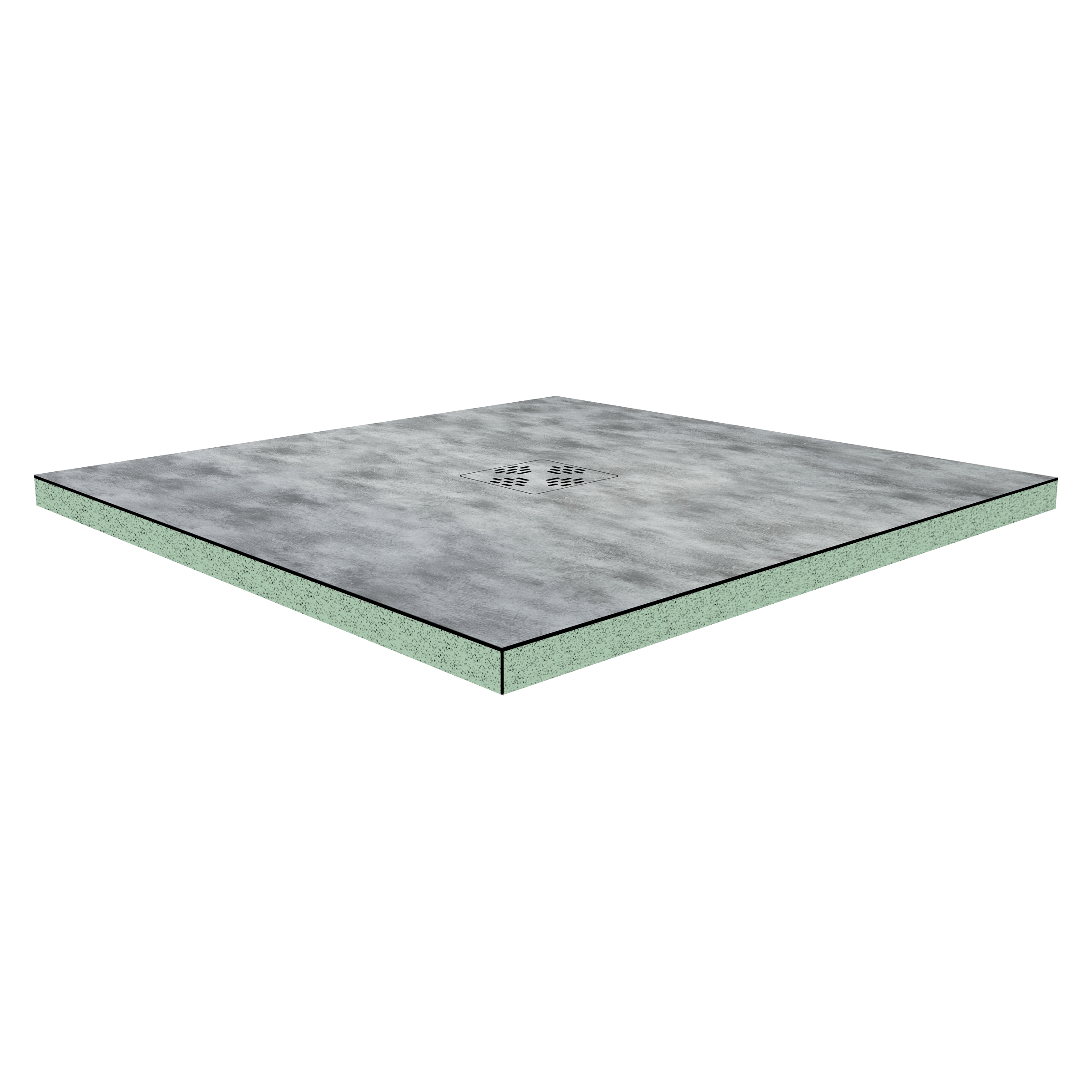 DK Duschboard Flat  800 x  800 mm Typ 1, Dekor: Beton Blau Perl, Punktablauf mittig