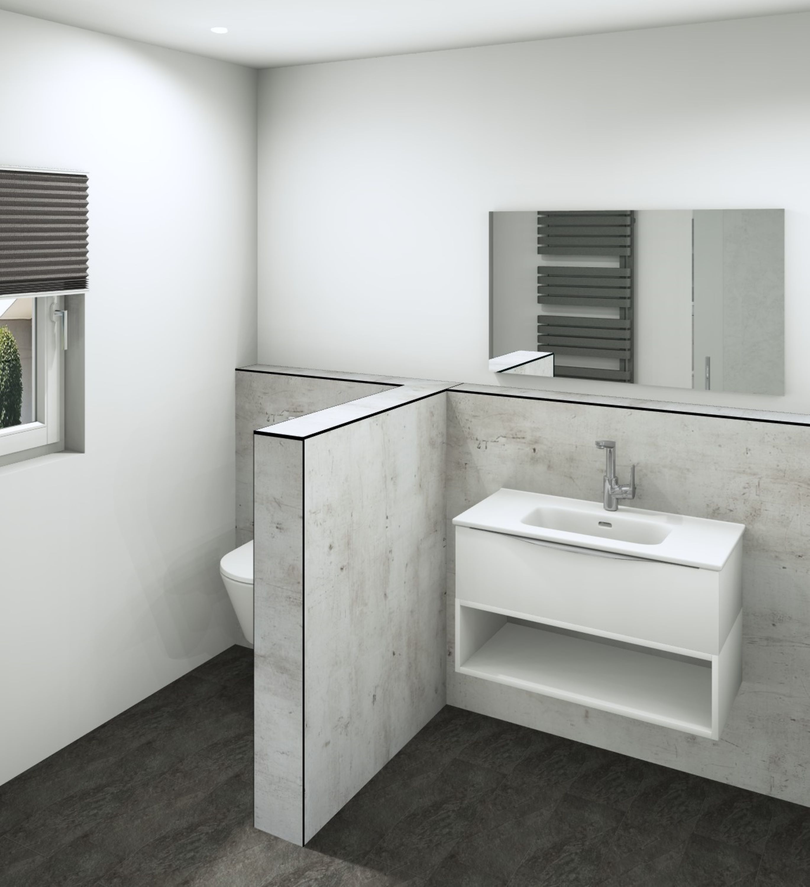 DK Schamwand Modul B1200 H1190mm, o. Zubehör, Kalkstein Perl