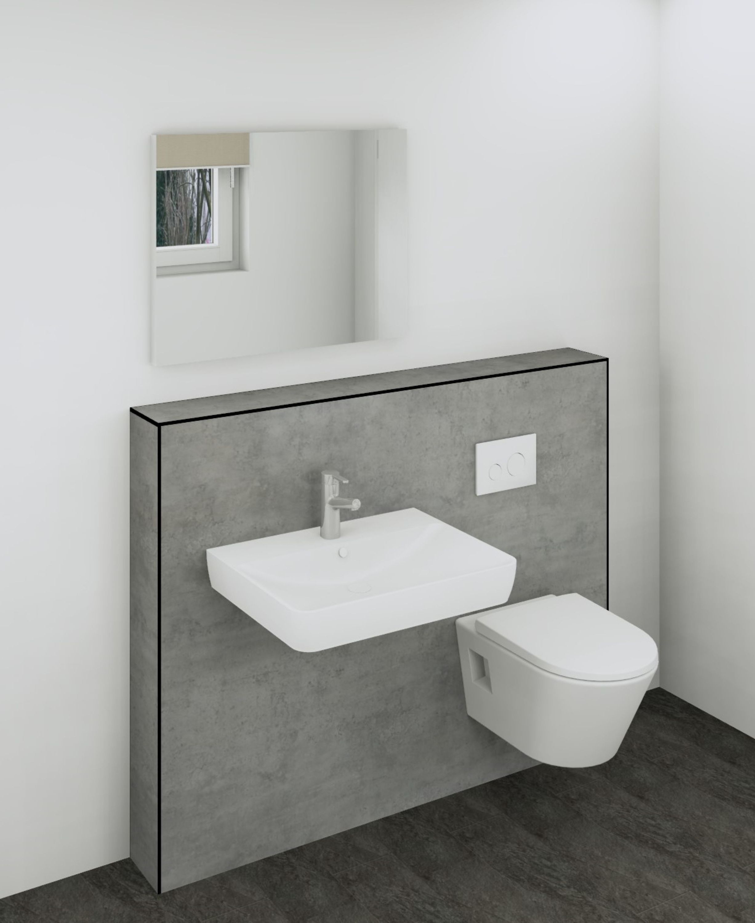 DK Doppelmodul Waschtisch WC B1500 H1190mm, , o. Zubehör, links, Beton grau Perl