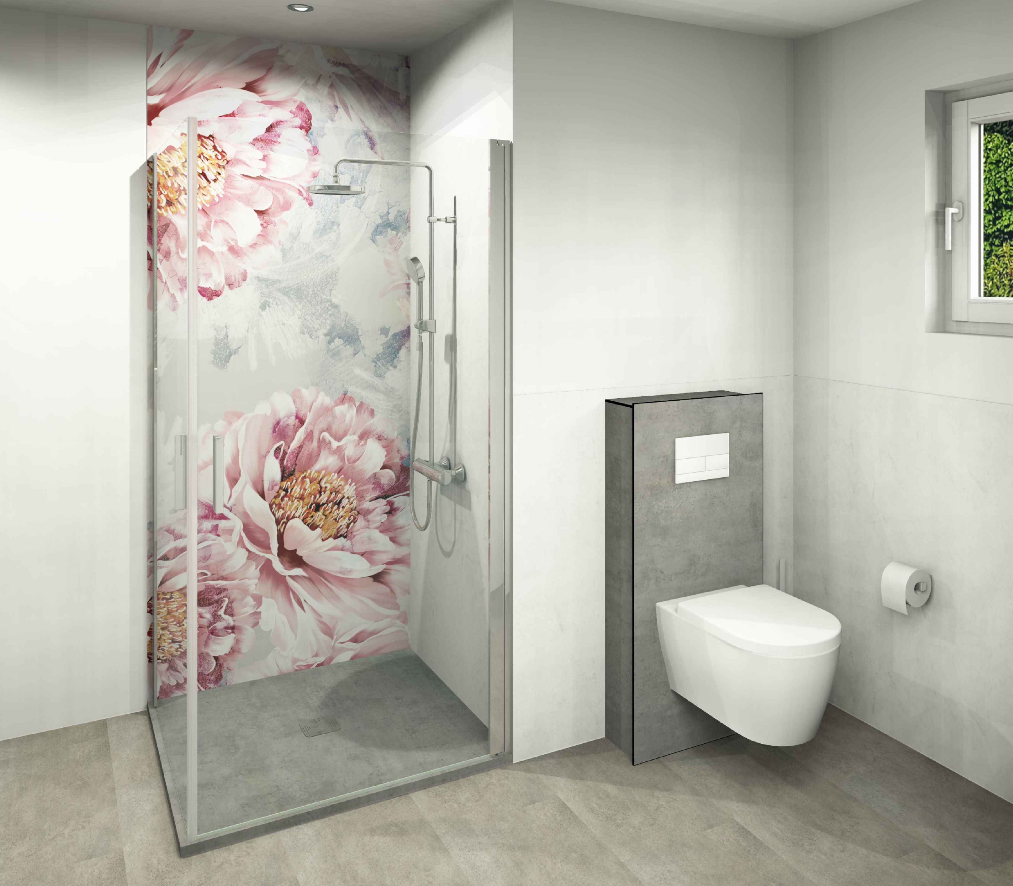 DK WC-Haube 1.170x540 mm für, TECE Vorwandmodul 1.120x500, Beton gr. Perl