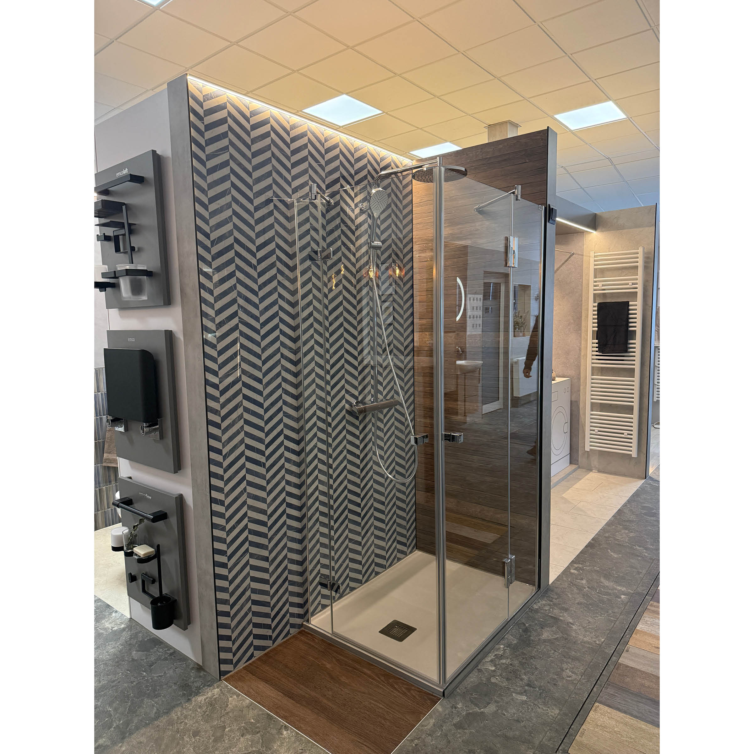 DK Duschabtrennung K11 Eckeinstieg Drehtür an FT (eine Seite), rechts, B800, H2.000, chrom, ohne Clean