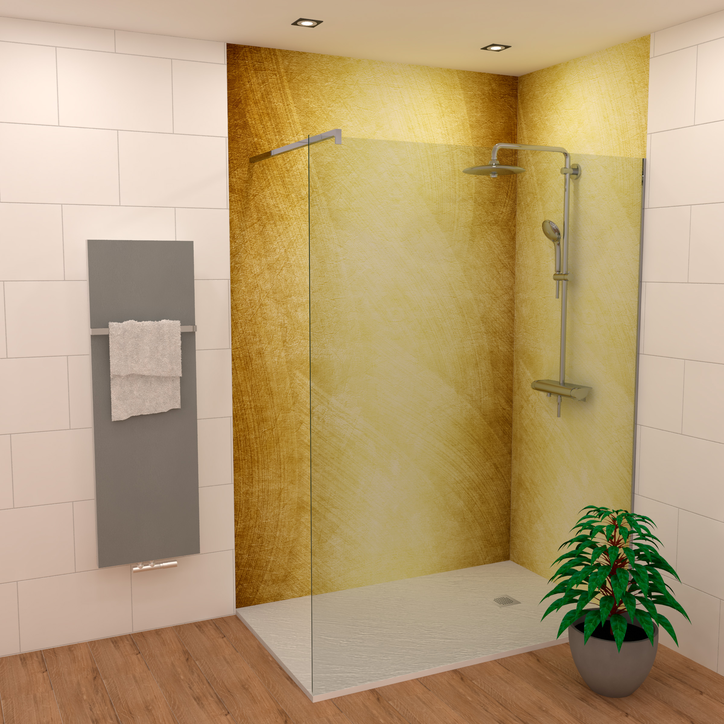 DK Rückwand Flat E Abstrakt Gold matt, 2550x1250x3mm Dekor: einseitig
