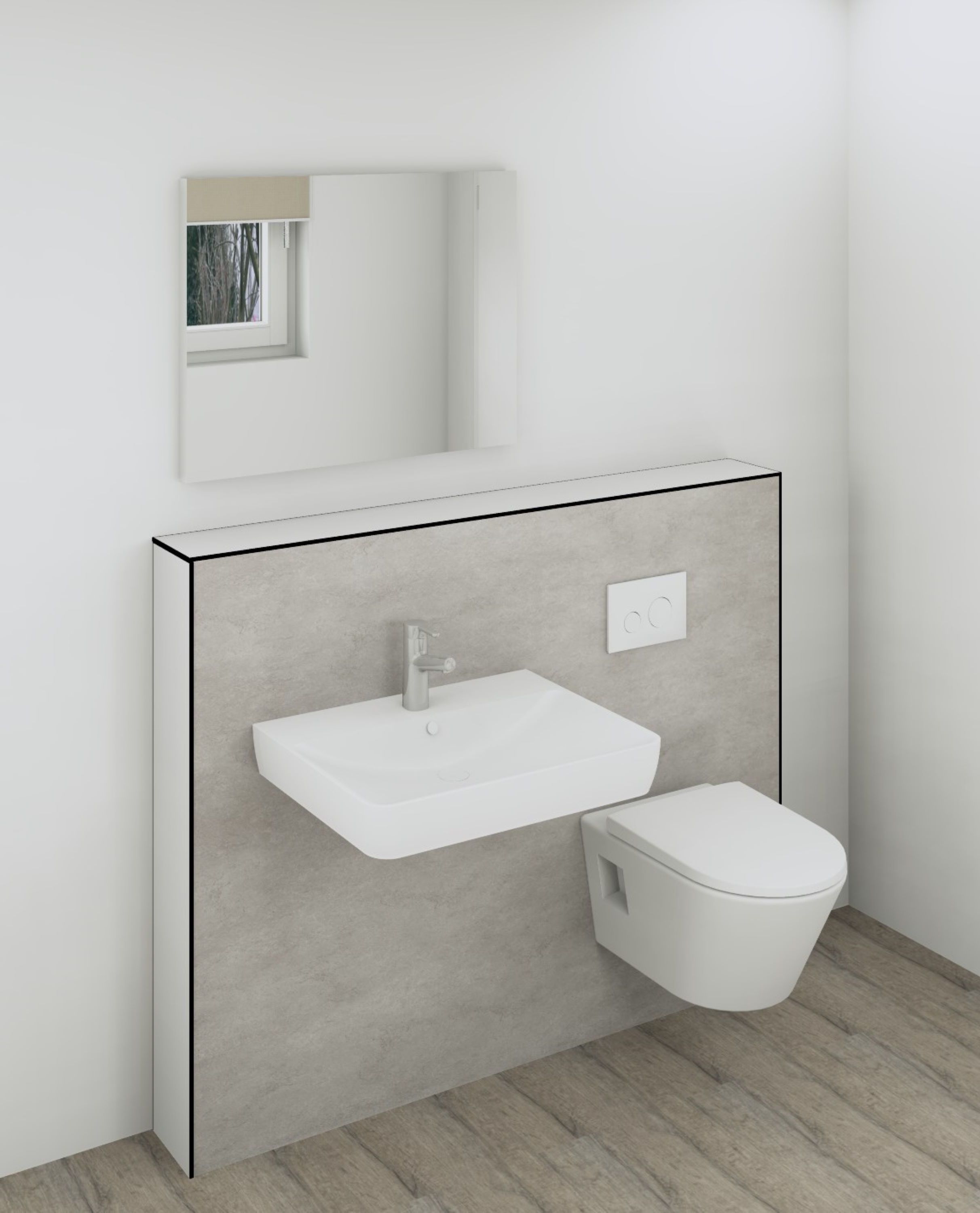 DK Doppelmodul Waschtisch WC B1500 H1190mm, , o. Zubehör, links, Schiefer hell Neu Perl