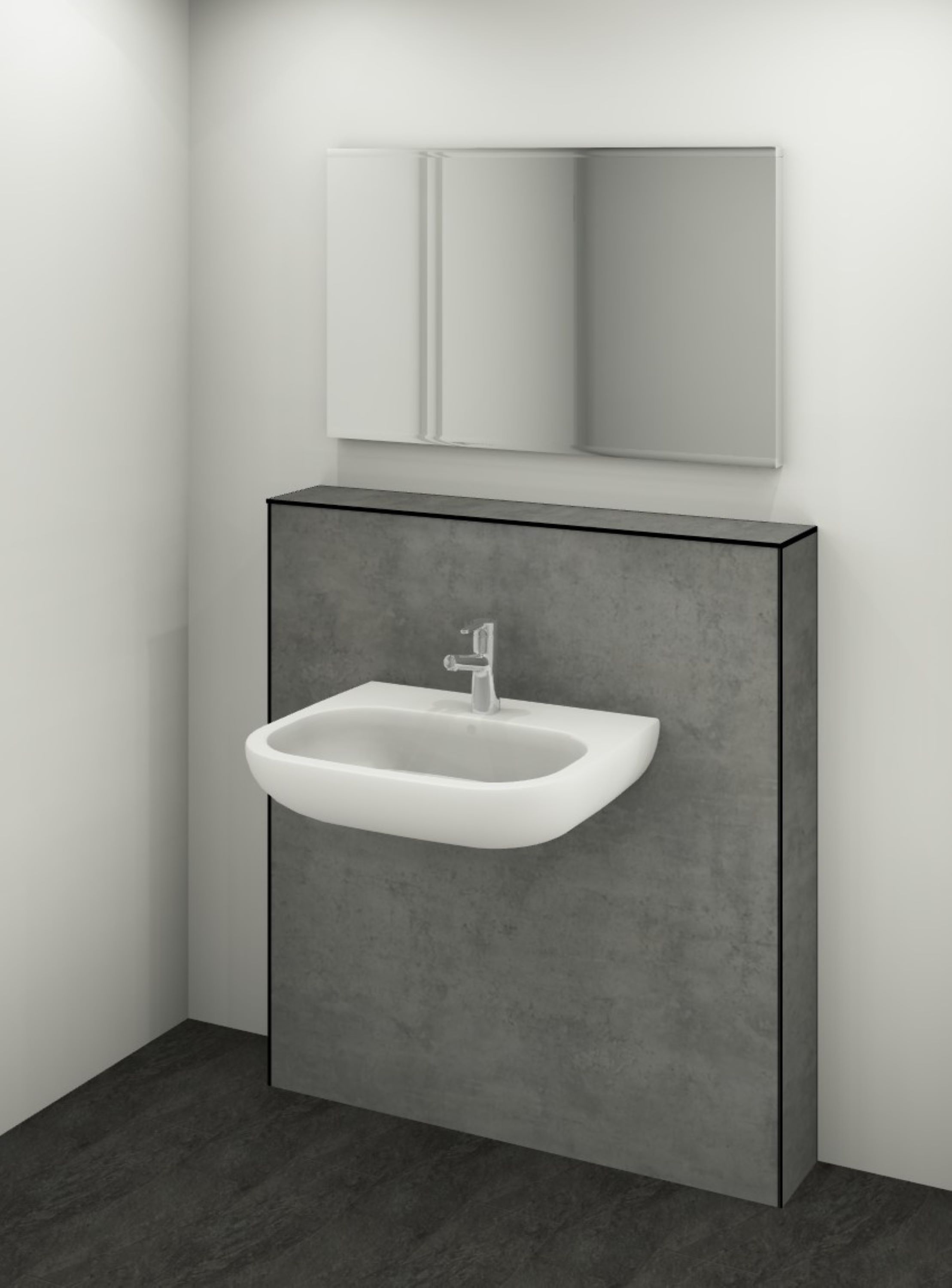 DK Waschtisch Modul B1100 H1190mm, o. Zubehör, Beton grau Perl