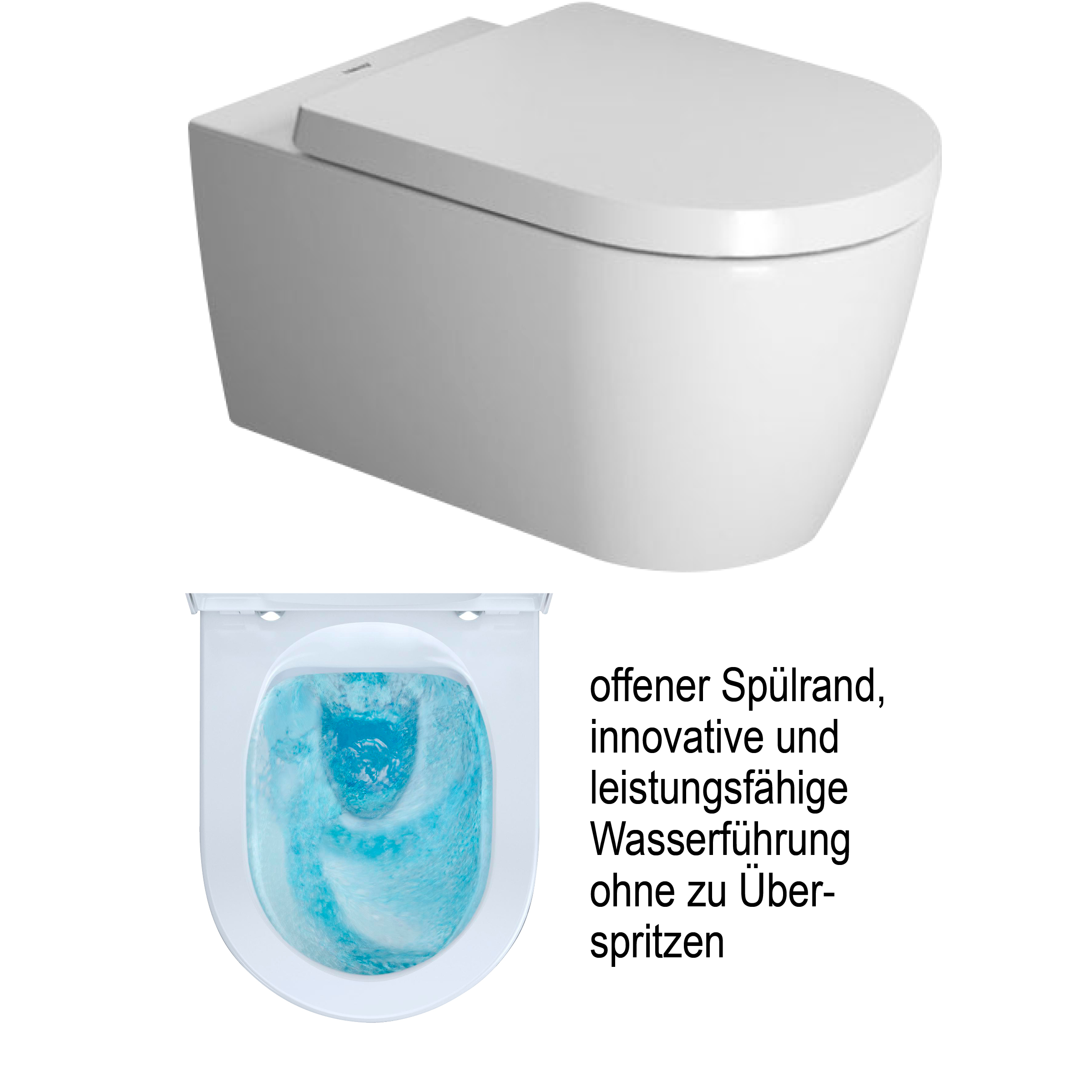 Duravit,ME by Starck Wand-WC HygieneFlush, Set, Wand WC 370x570 mm, WC Sitz mit Absenkautomatik