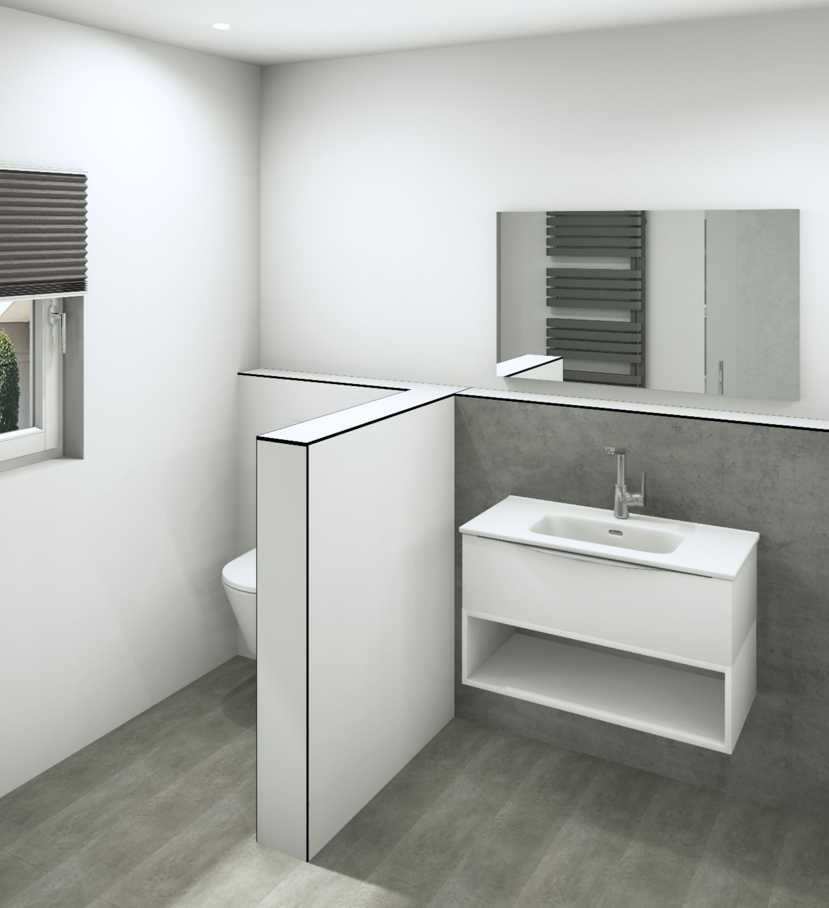 DK Schamwand Modul B1200 H1190mm, o. Zubehör, Weiß Perl