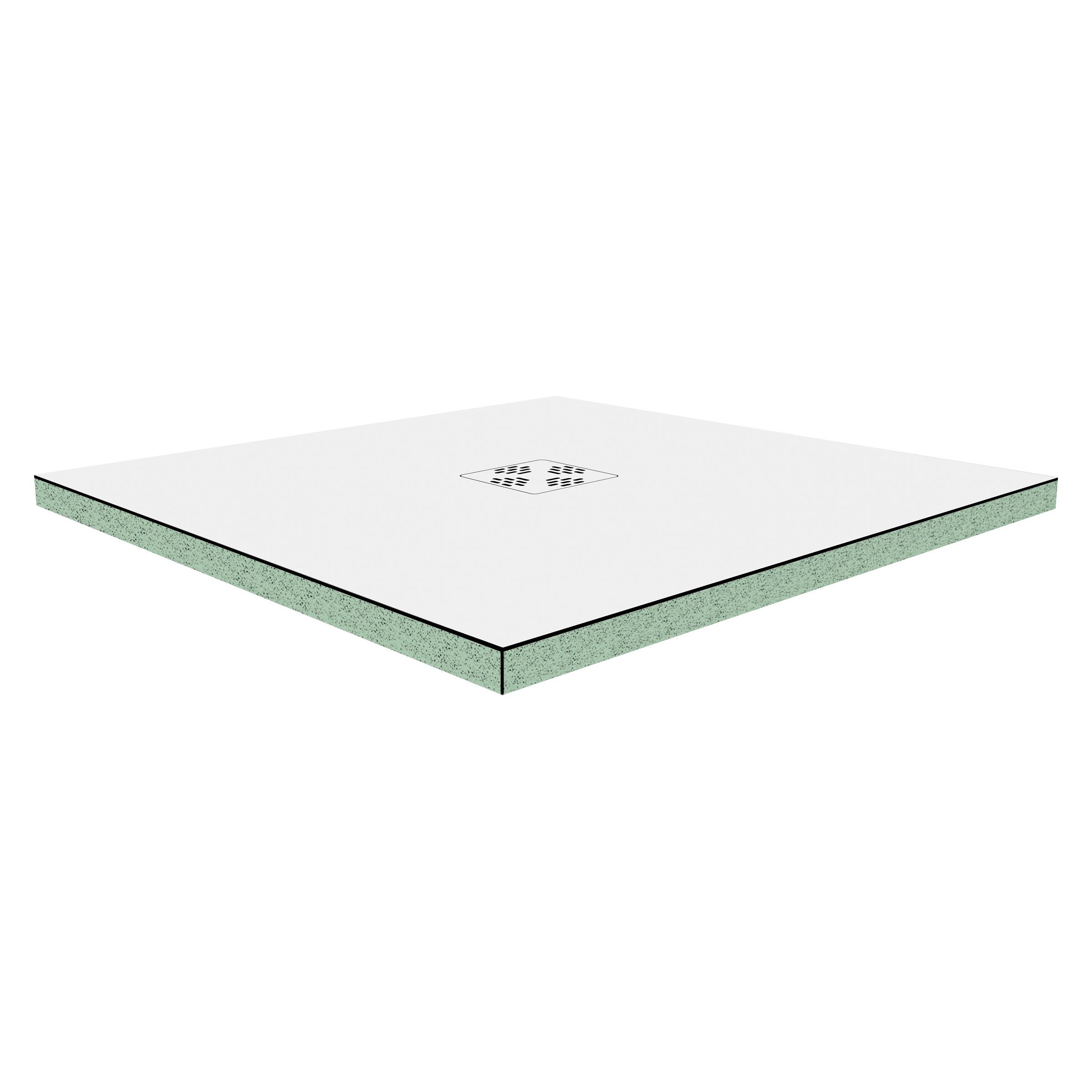 DK Duschboard Flat 1000 x 1000 mm Typ 1, Dekor: White Slate, Punktablauf mittig