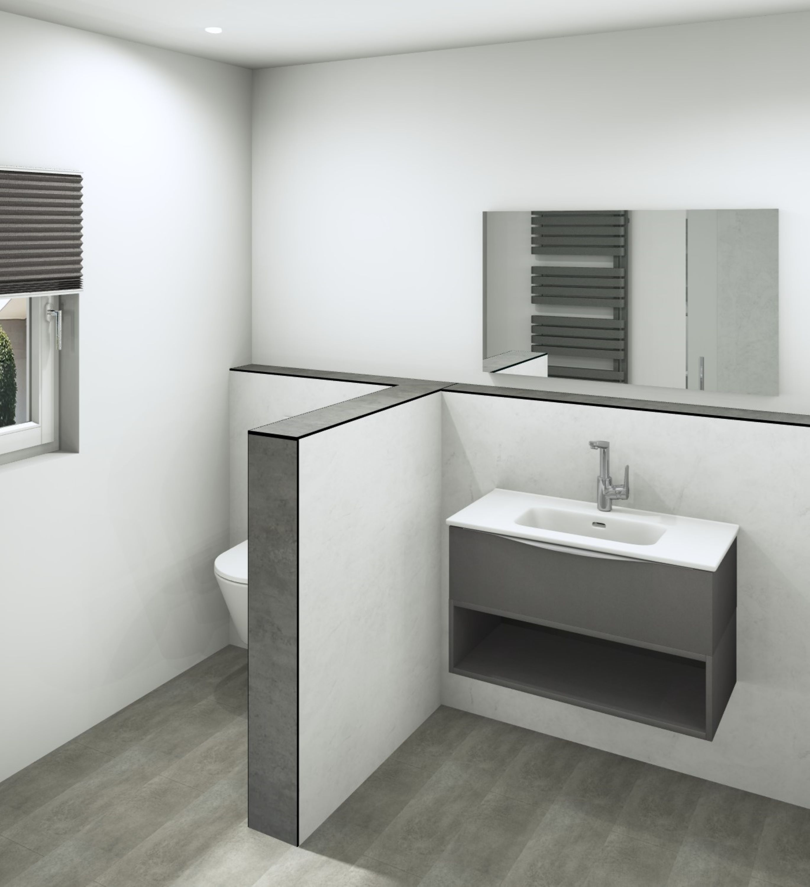 DK Schamwand Modul B1200 H1190mm, o. Zubehör, Carrara Neu Perl