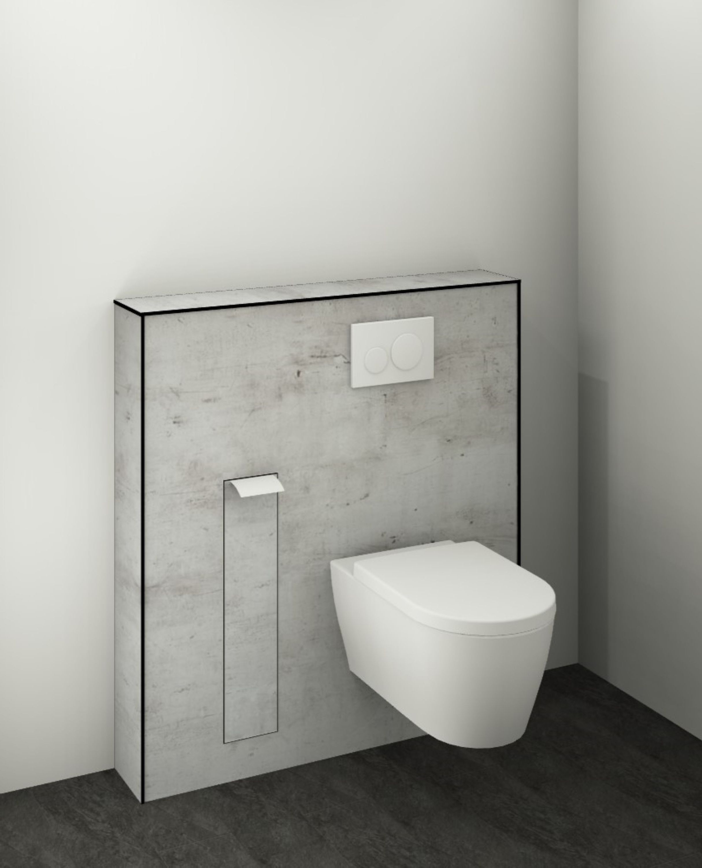 DK WC Modul B1100 H1190mm, m. Bürstenschrank, links, Kalkstein Perl