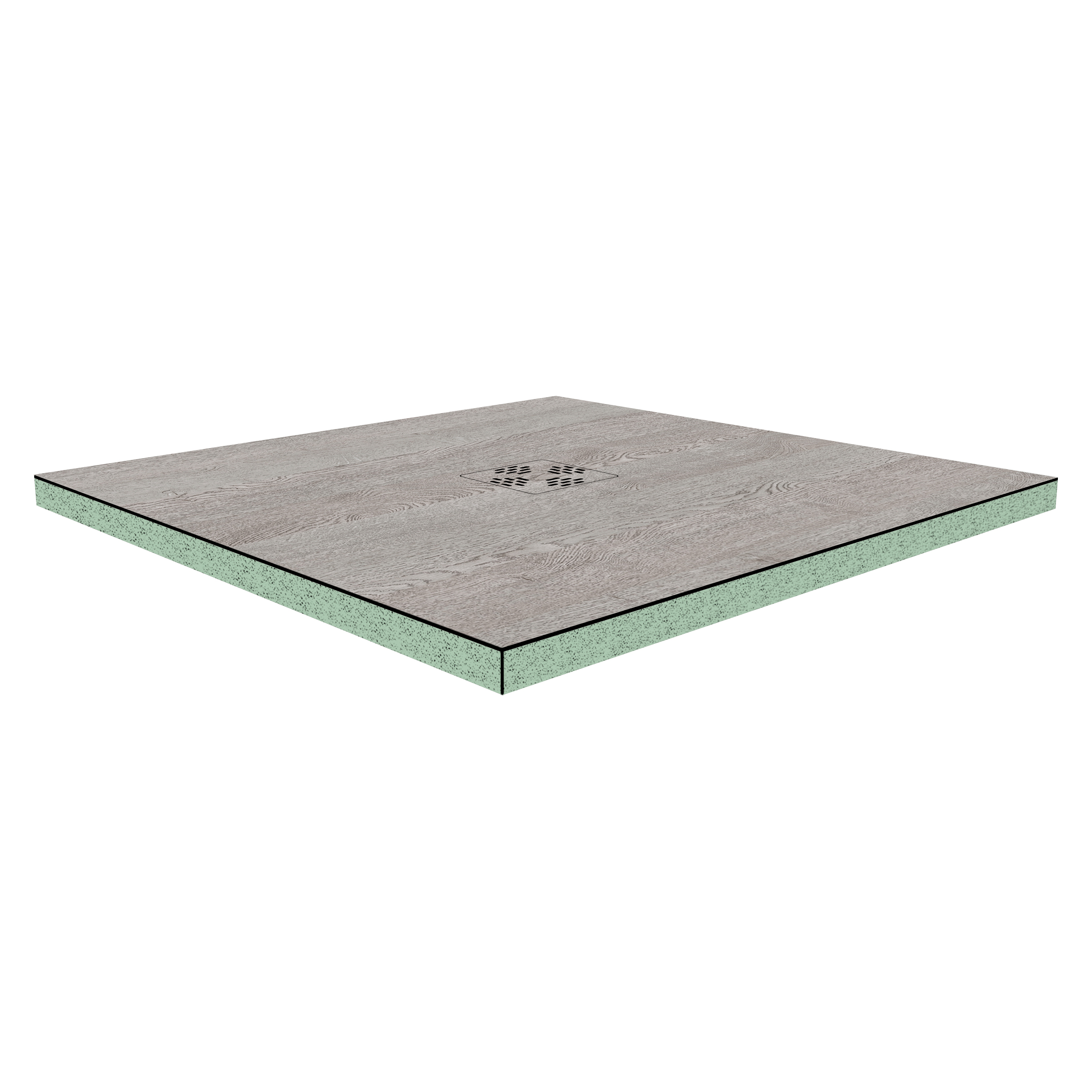 DK Duschboard Flat  800 x  800 mm Typ 1, Dekor: Eiche Grau Perl, Punktablauf mittig