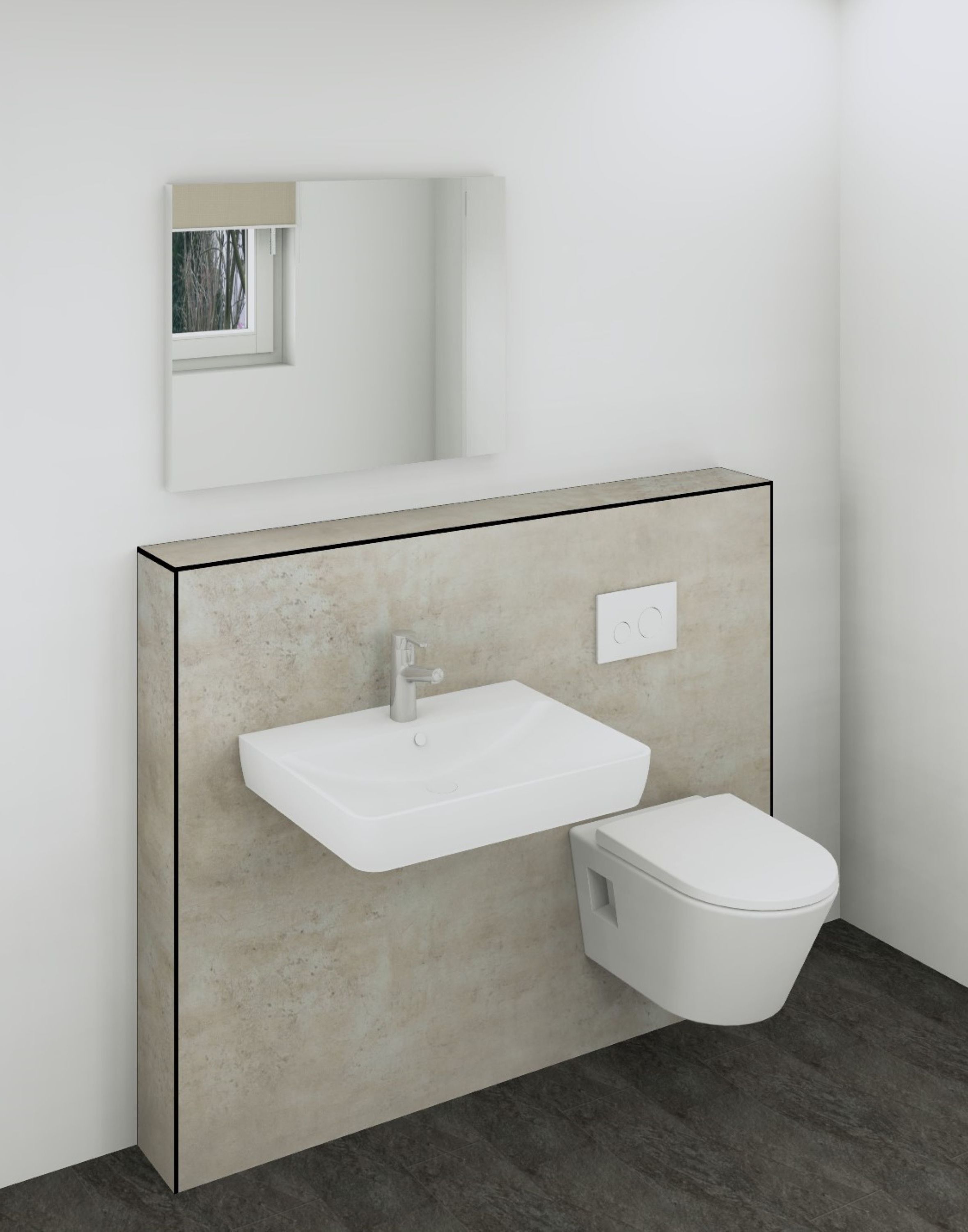 DK Doppelmodul Waschtisch WC B1500 H1190mm, , o. Zubehör, links, Anaroa Perl