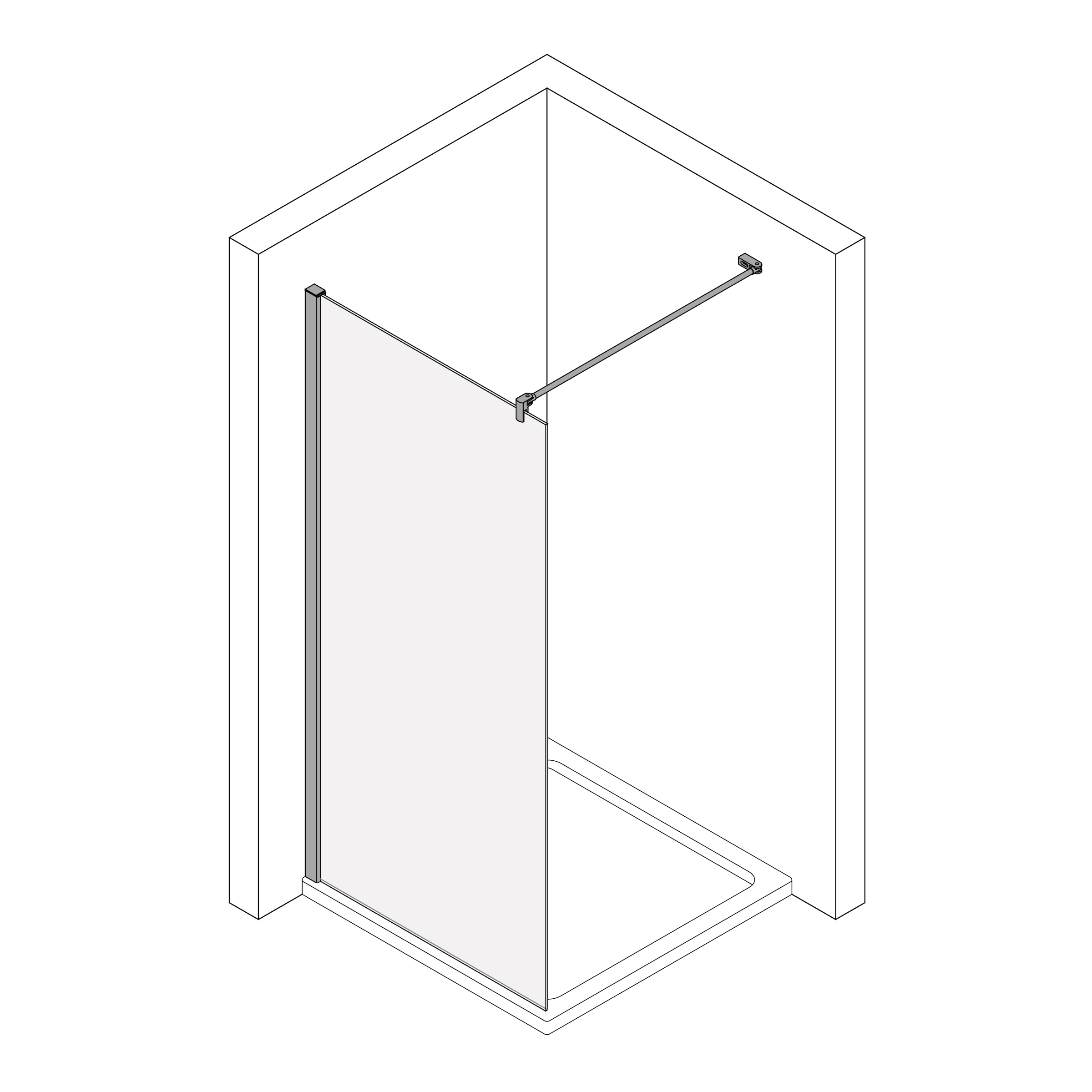 Koralle Trennwand WalkIn TwiggyPlus WW 80, 780-800x2000 Silber matt ESG transparent