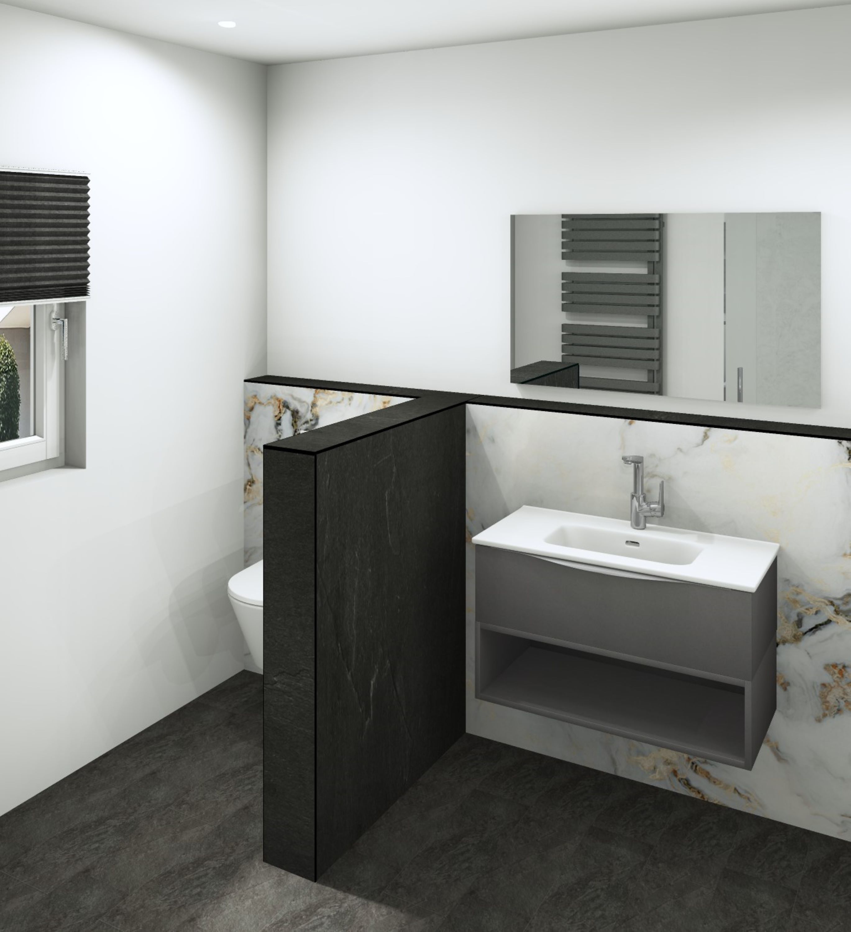DK Schamwand Modul B1200 H1190mm, o. Zubehör, Gandara Glanz