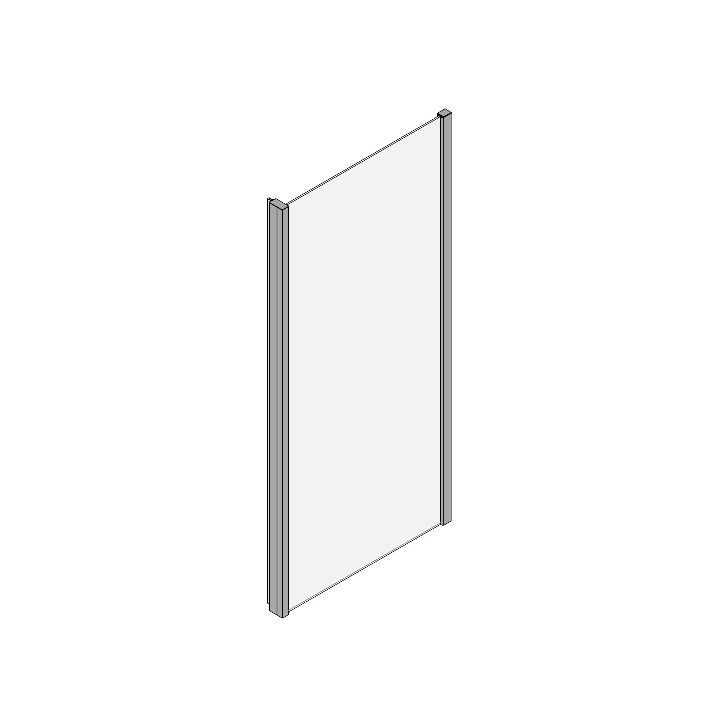 Koralle Trennwand SL450 W 80, 765-780x2000 Silber matt ESG transparent