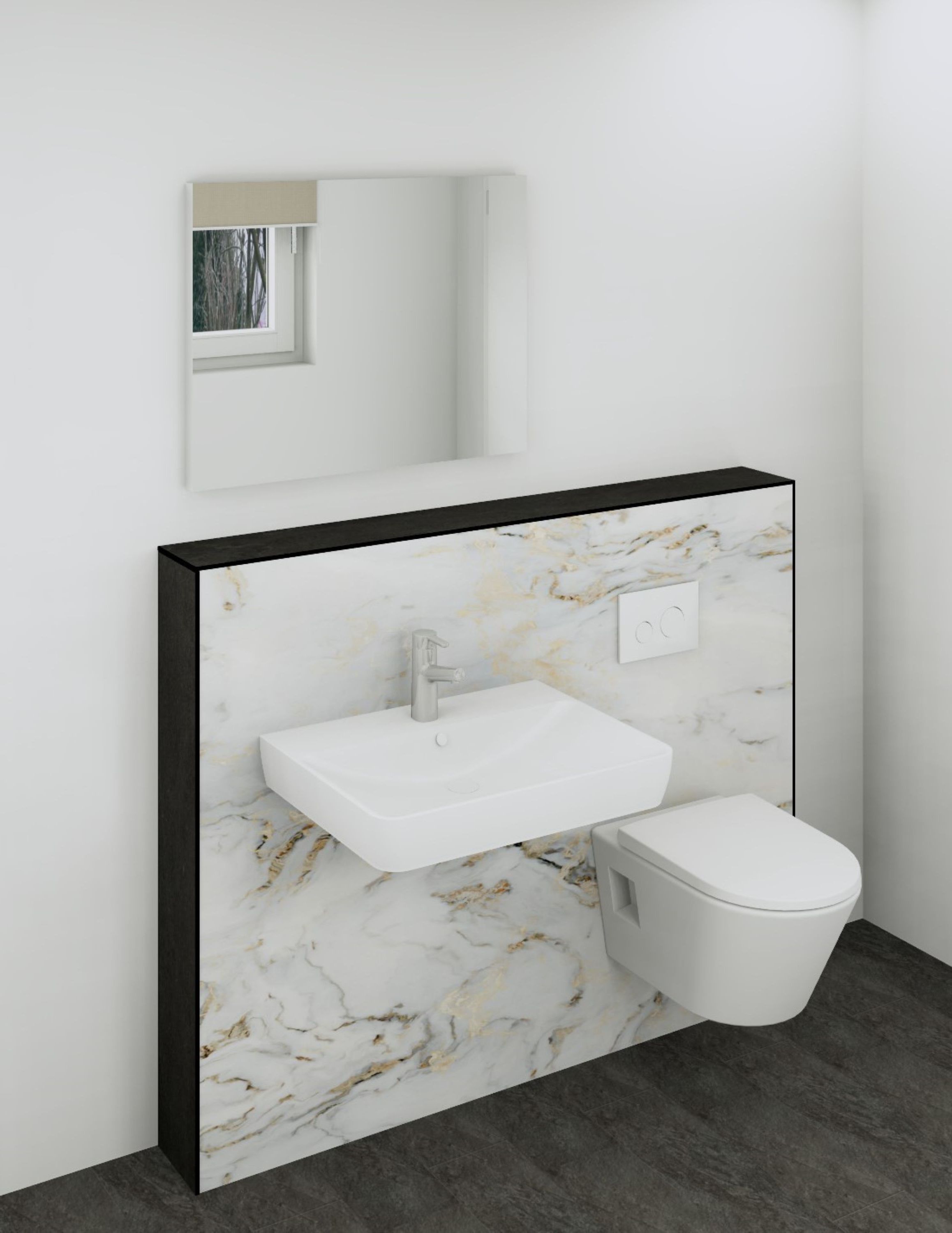 DK Doppelmodul Waschtisch WC B1500 H1190mm, , o. Zubehör, links, Marmor Gold Perl