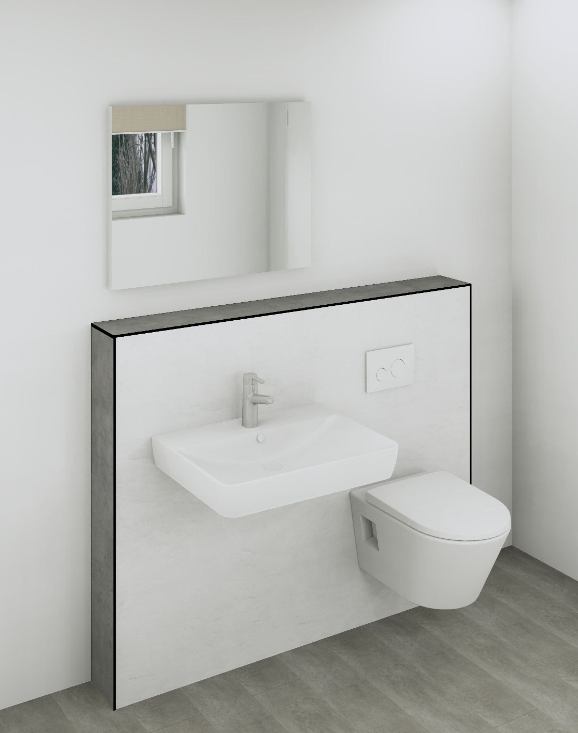 DK Doppelmodul Waschtisch WC B1500 H1190mm, , o. Zubehör, links, Carrara Neu Perl