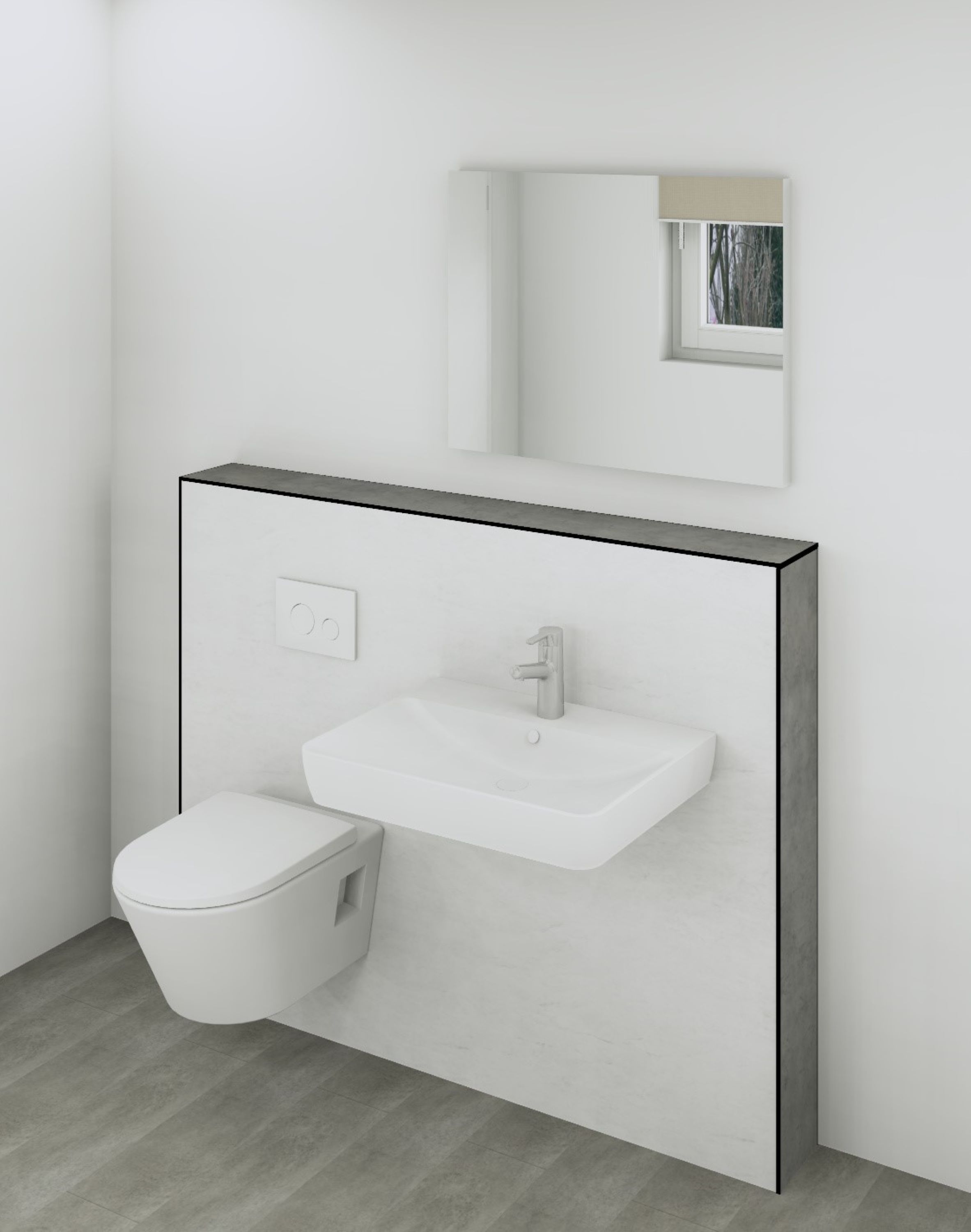 DK Doppelmodul Waschtisch WC B1500 H1190mm, , o. Zubehör, rechts, Carrara Neu Perl