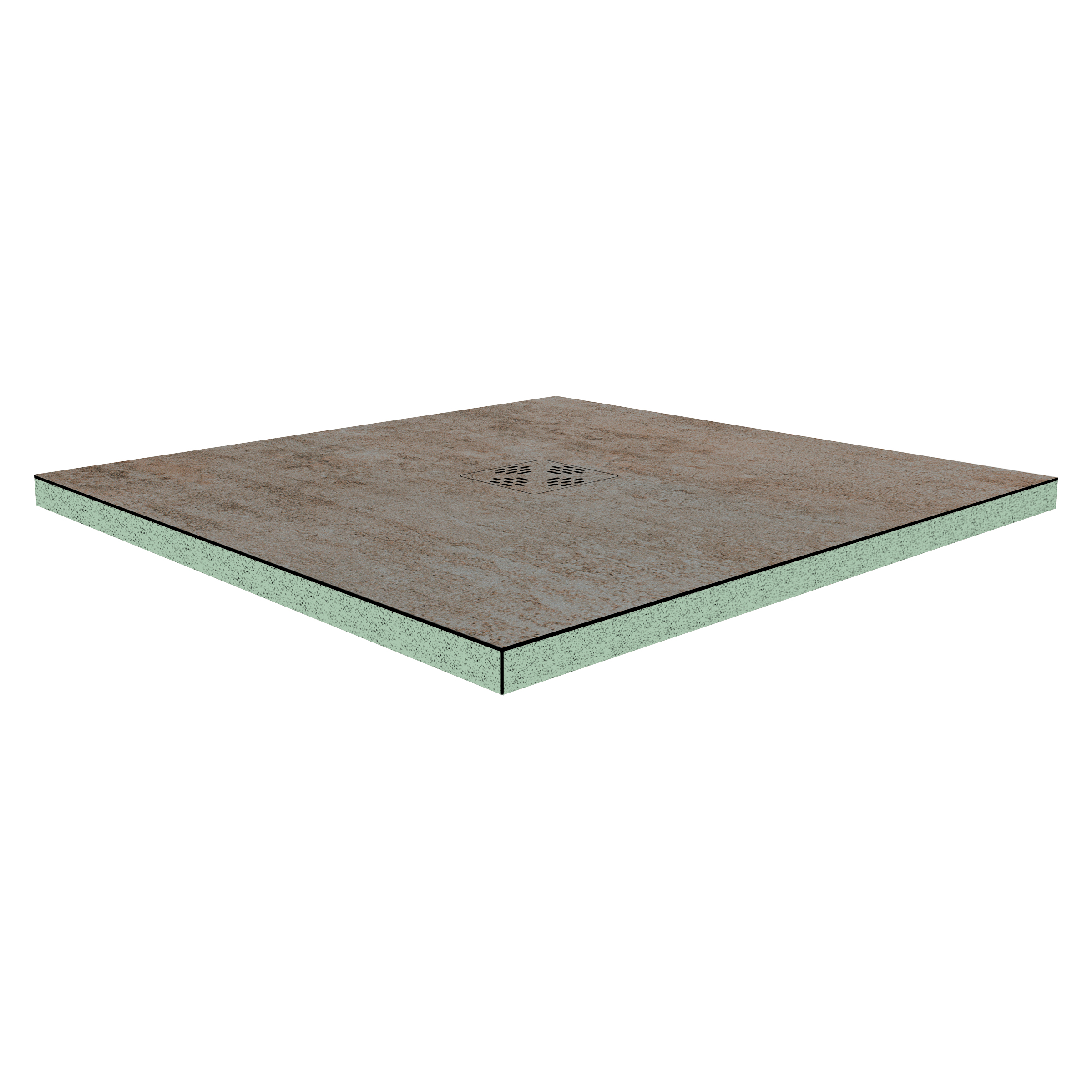 DK Duschboard Flat  800 x  800 mm Typ 1, Dekor: Calgary Slate, Punktablauf mittig