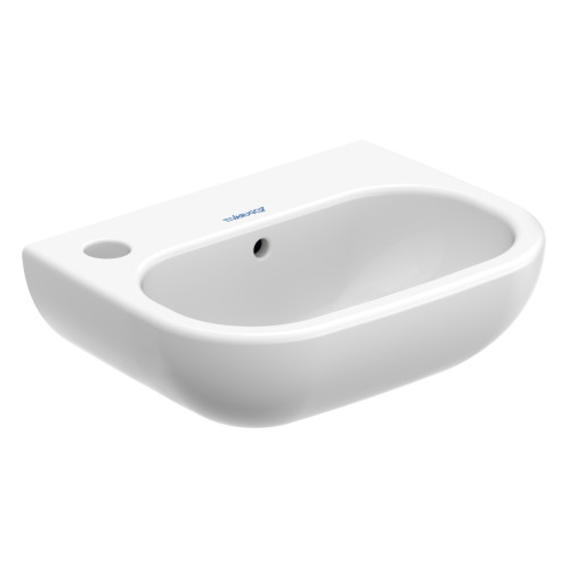 Duravit 1-Loch Handwaschbecken D-Code, 360x270mm, weiß, mit Überlauf, mit Hahnloch links