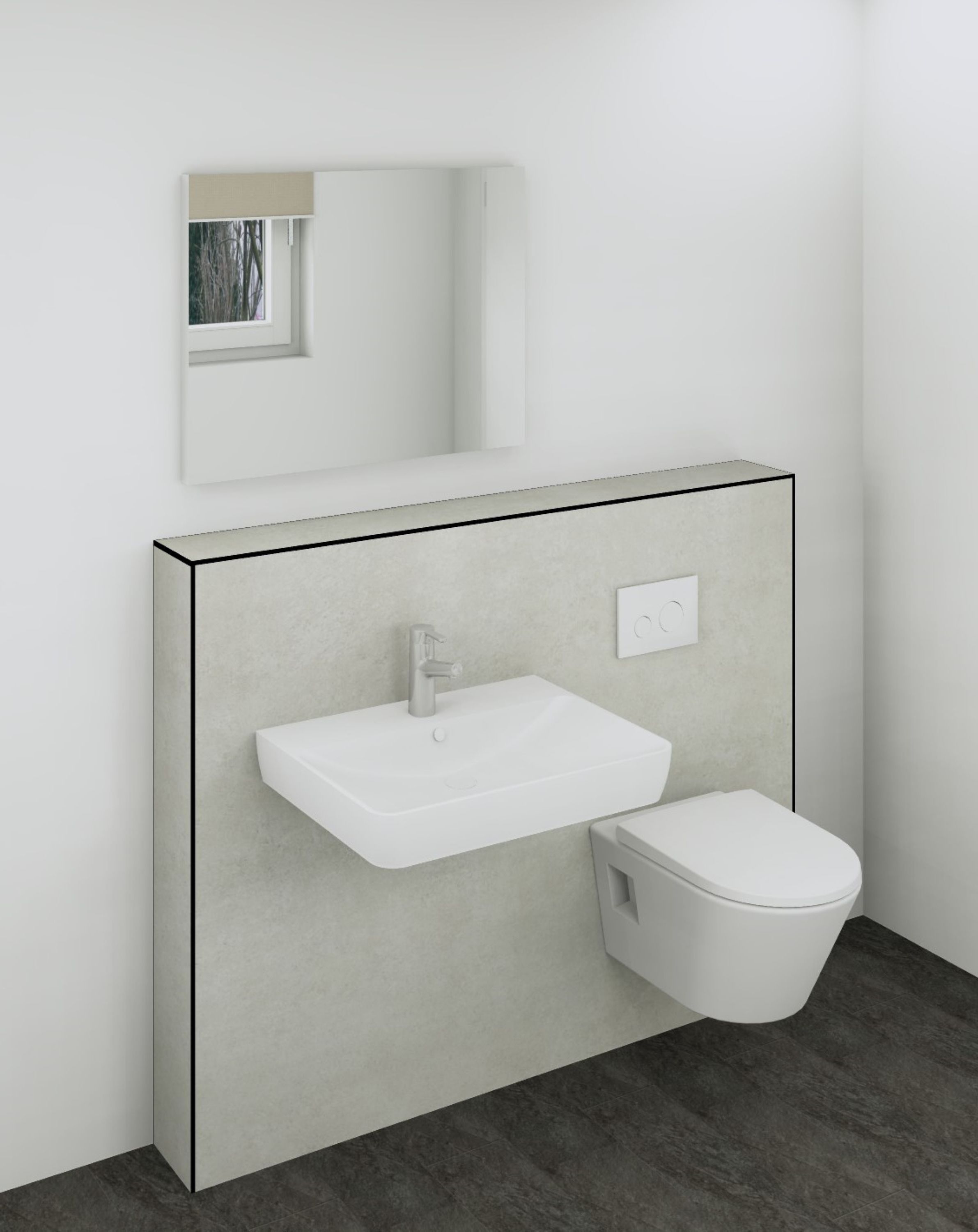 DK Doppelmodul Waschtisch WC B1500 H1190mm, , o. Zubehör, links, Neide Perl