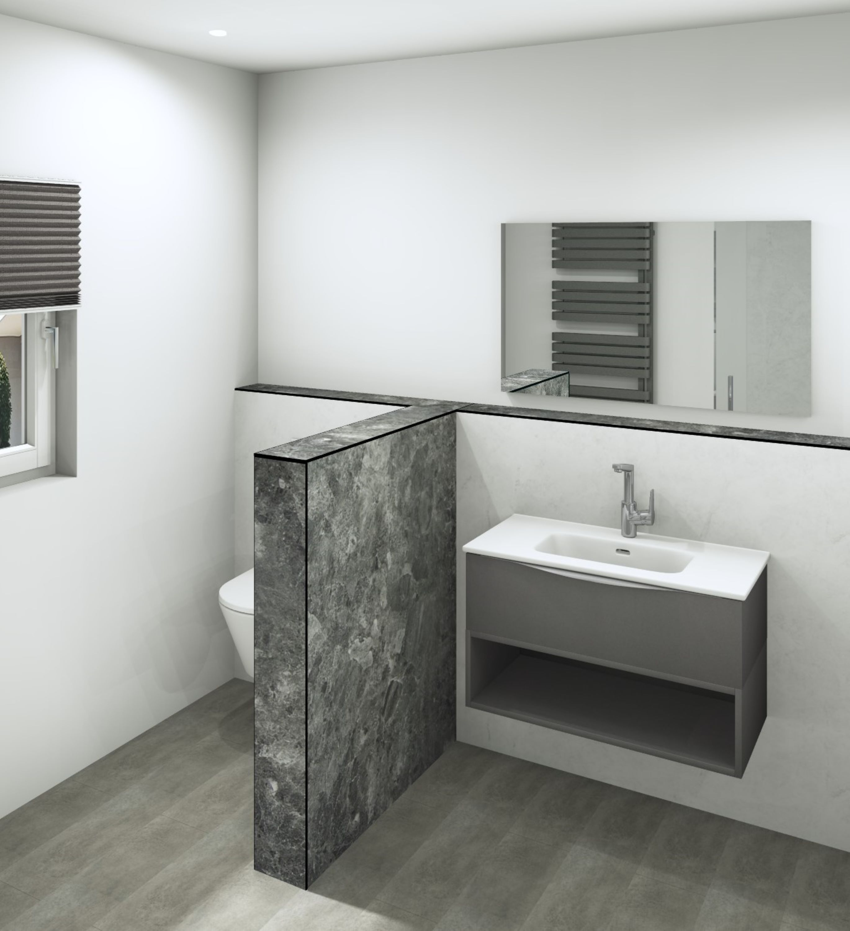 DK Schamwand Modul B1200 H1190mm, o. Zubehör, Conca Perl