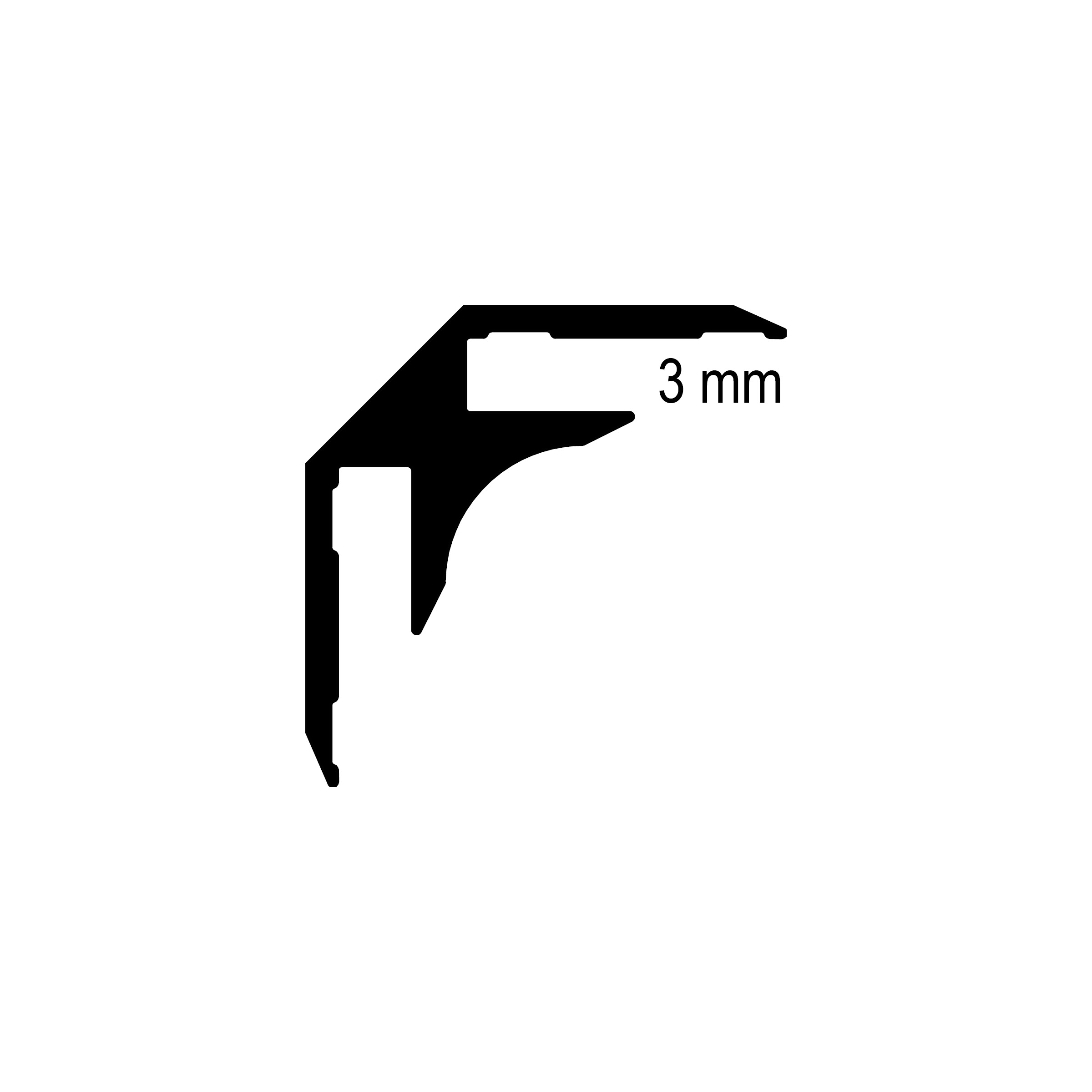 DK Flat Alu Eckprofil, silber matt, 3100mm