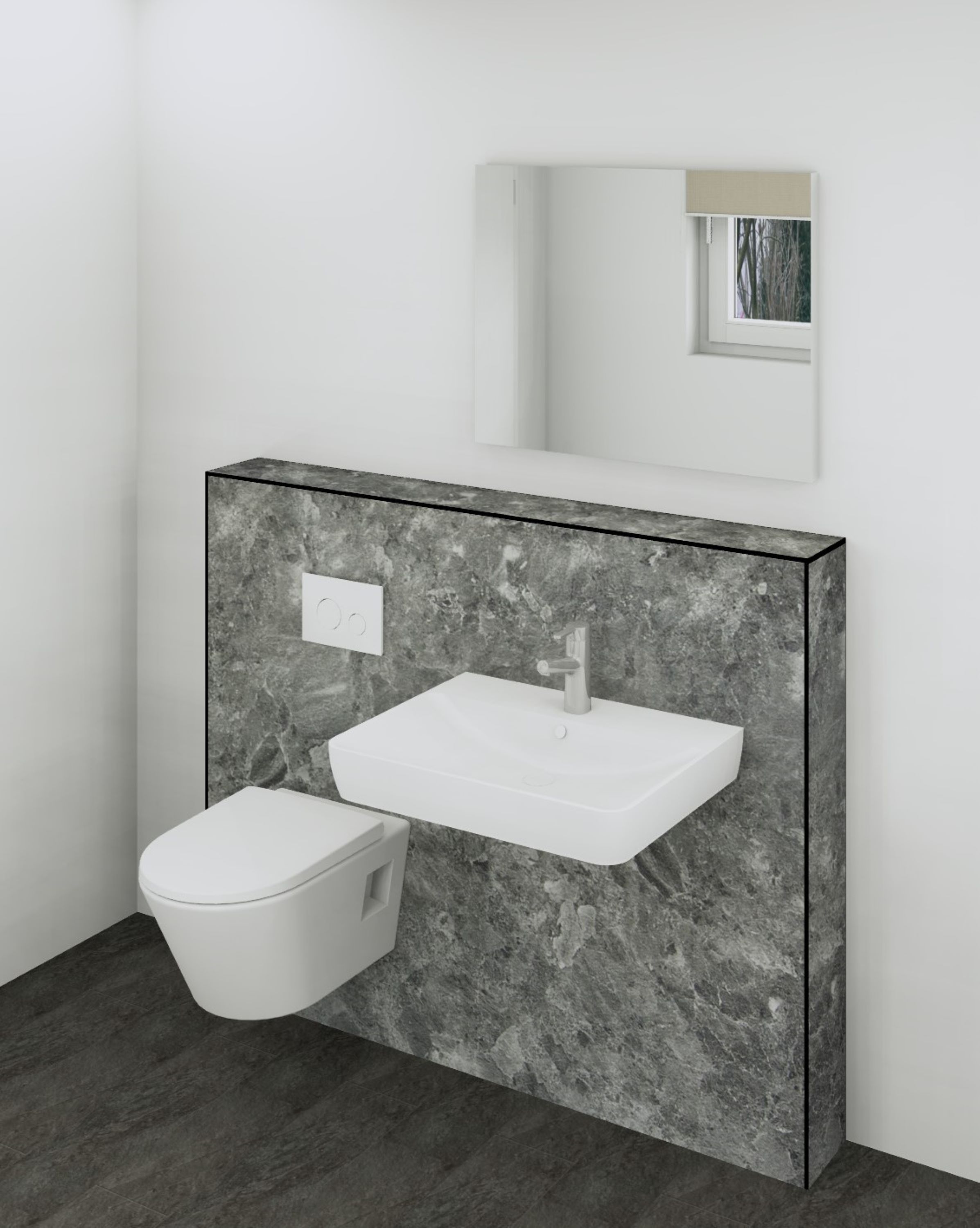 DK Doppelmodul Waschtisch WC B1500 H1190mm, , o. Zubehör, rechts, Conca Perl
