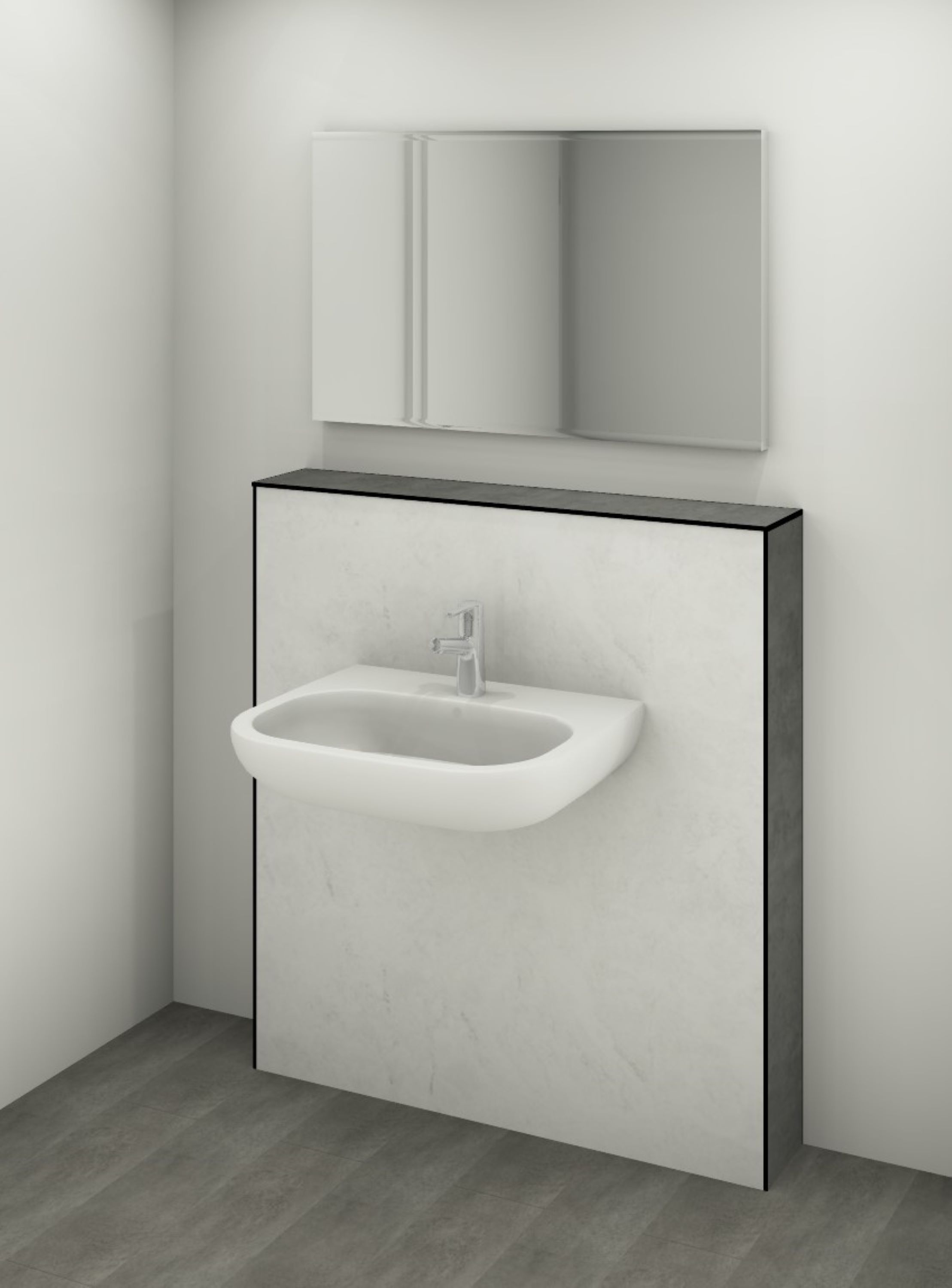 DK Waschtisch Modul B1100 H1190mm, o. Zubehör, Carrara Neu Perl