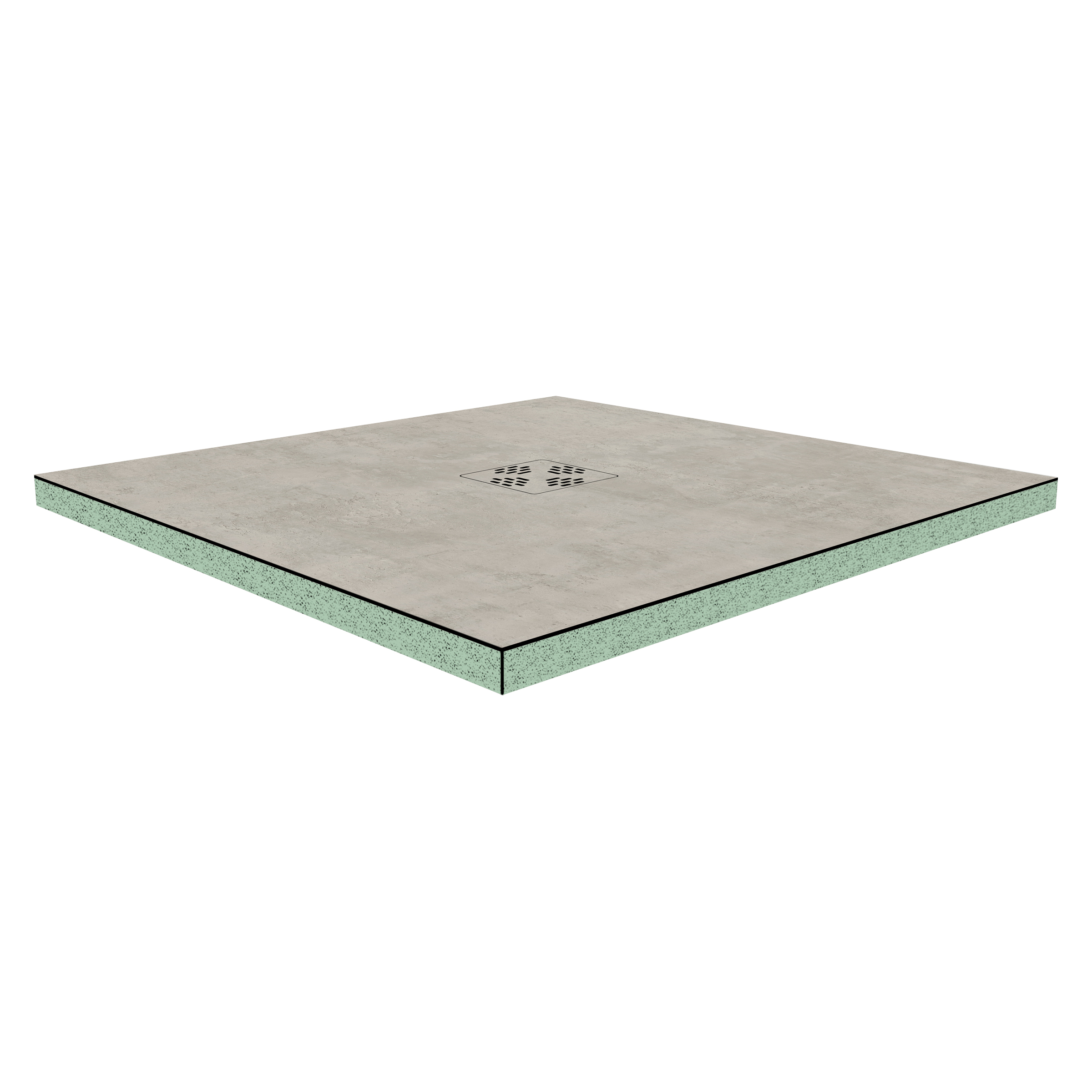 DK Duschboard Flat  800 x  800 mm Typ 1, Dekor: Beton Grau Perl, Punktablauf mittig