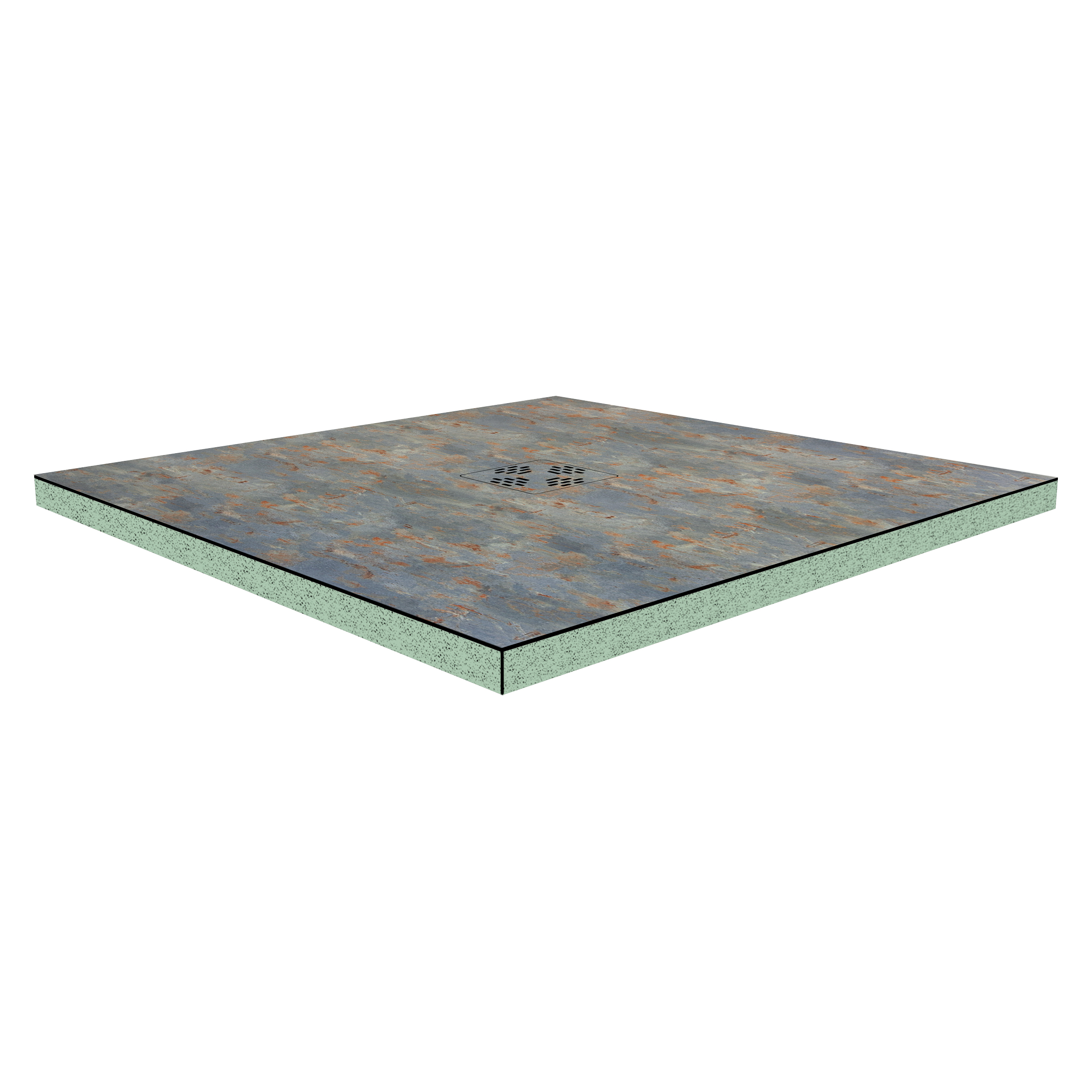 DK Duschboard Flat  800 x  800 mm Typ 1, Dekor: Elvo Perl, Punktablauf mittig