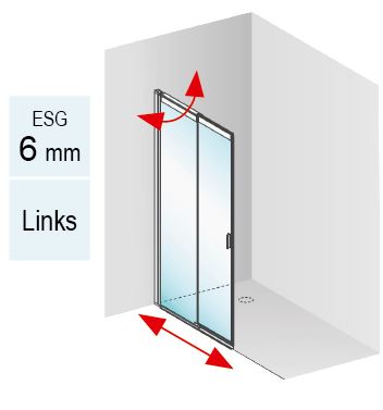 DK Duschabtrennung Innovation, Pendel-Schiebetür , B 70 H200, links, Klarglas, DK-Clean, chrom