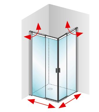 DK Duschabtrennung Innovation, Pendel-Schiebetür , B 70 H200, links, Klarglas, DK-Clean, chrom