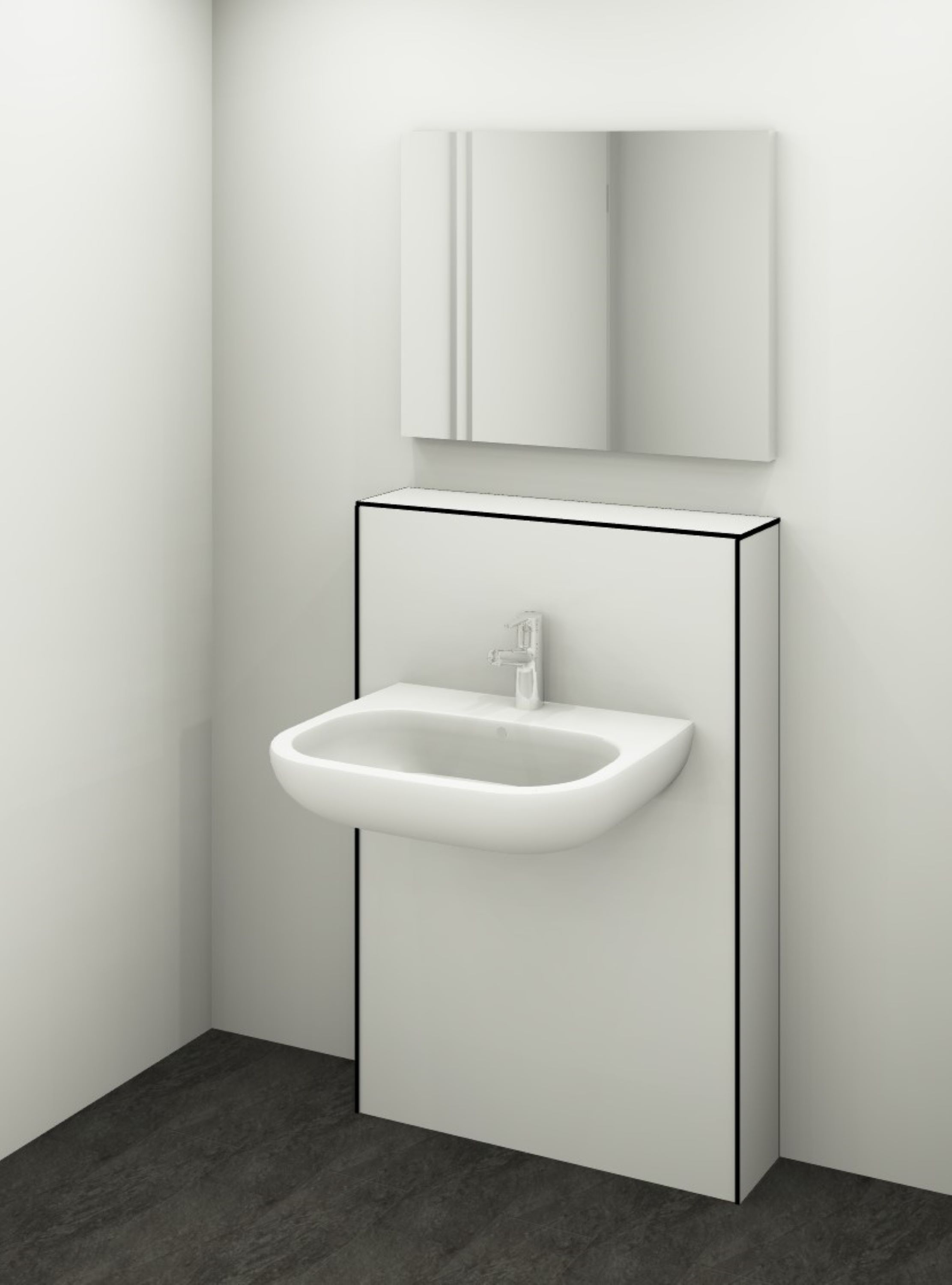 DK Waschtisch Modul B 800 H1190mm, o. Zubehör, Weiß Perl