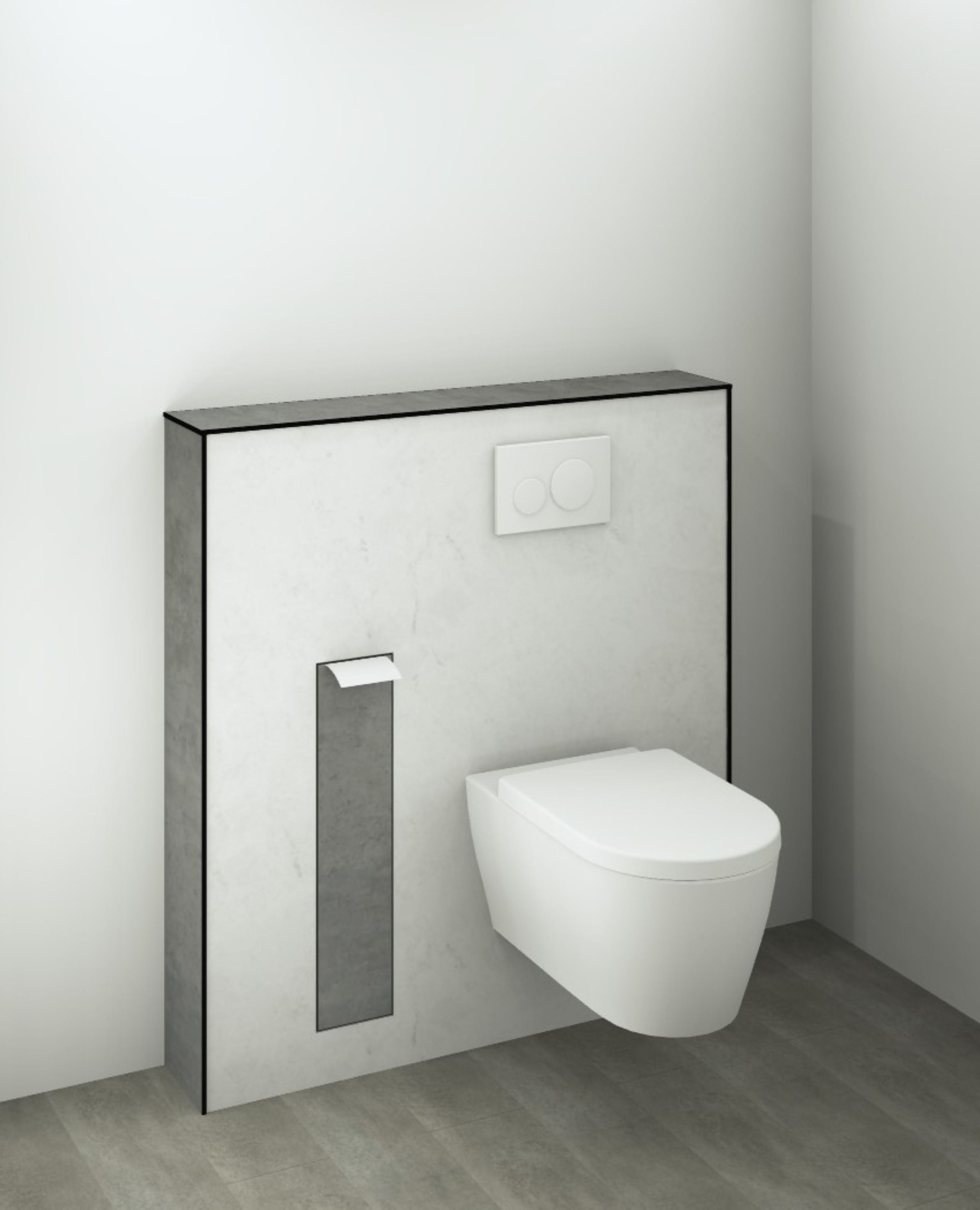 DK WC Modul B1100 H1190mm, m. Bürstenschrank, links, Carrara Neu Perl