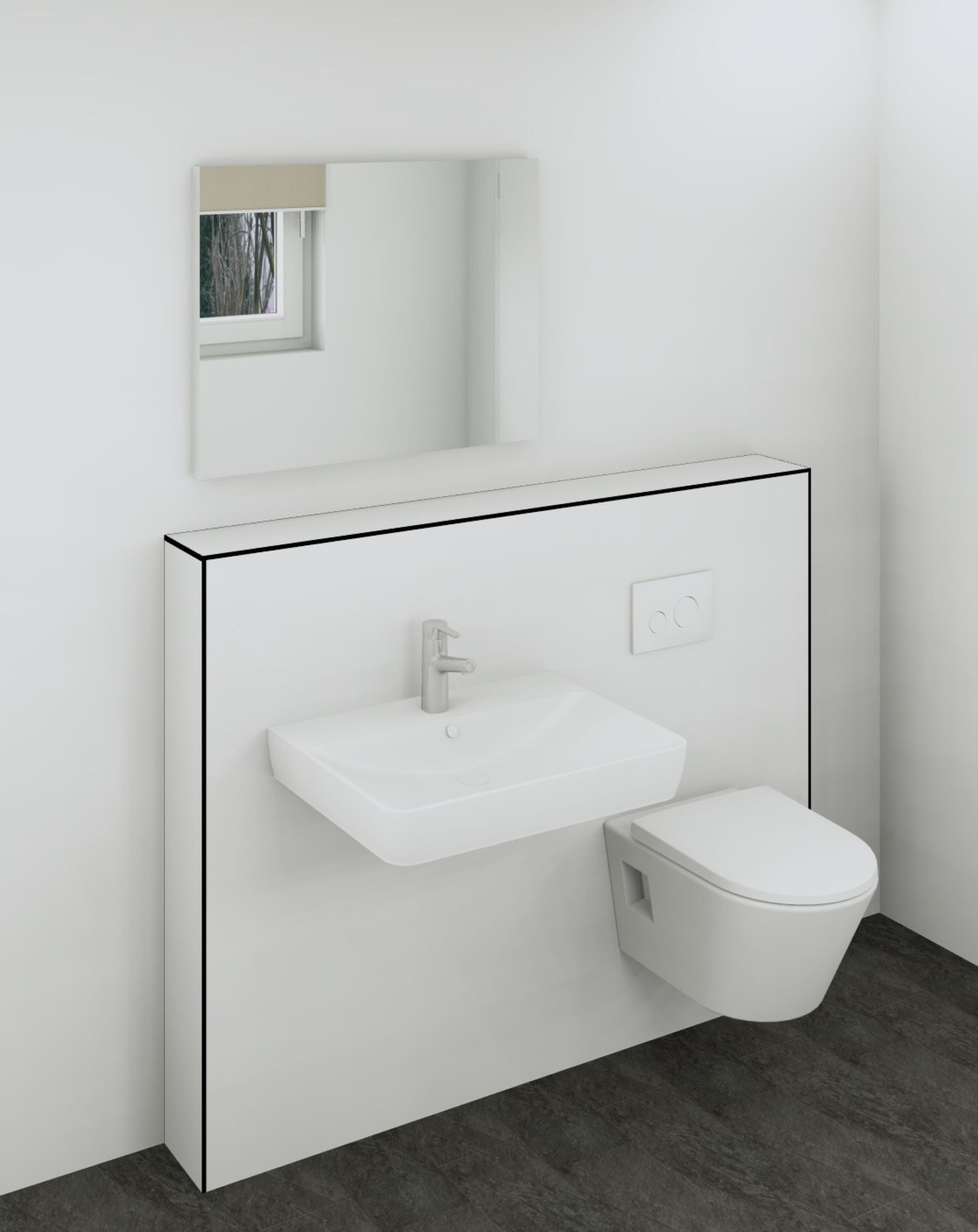 DK Doppelmodul Waschtisch WC B1500 H1190mm, , o. Zubehör, links, Weiß Perl