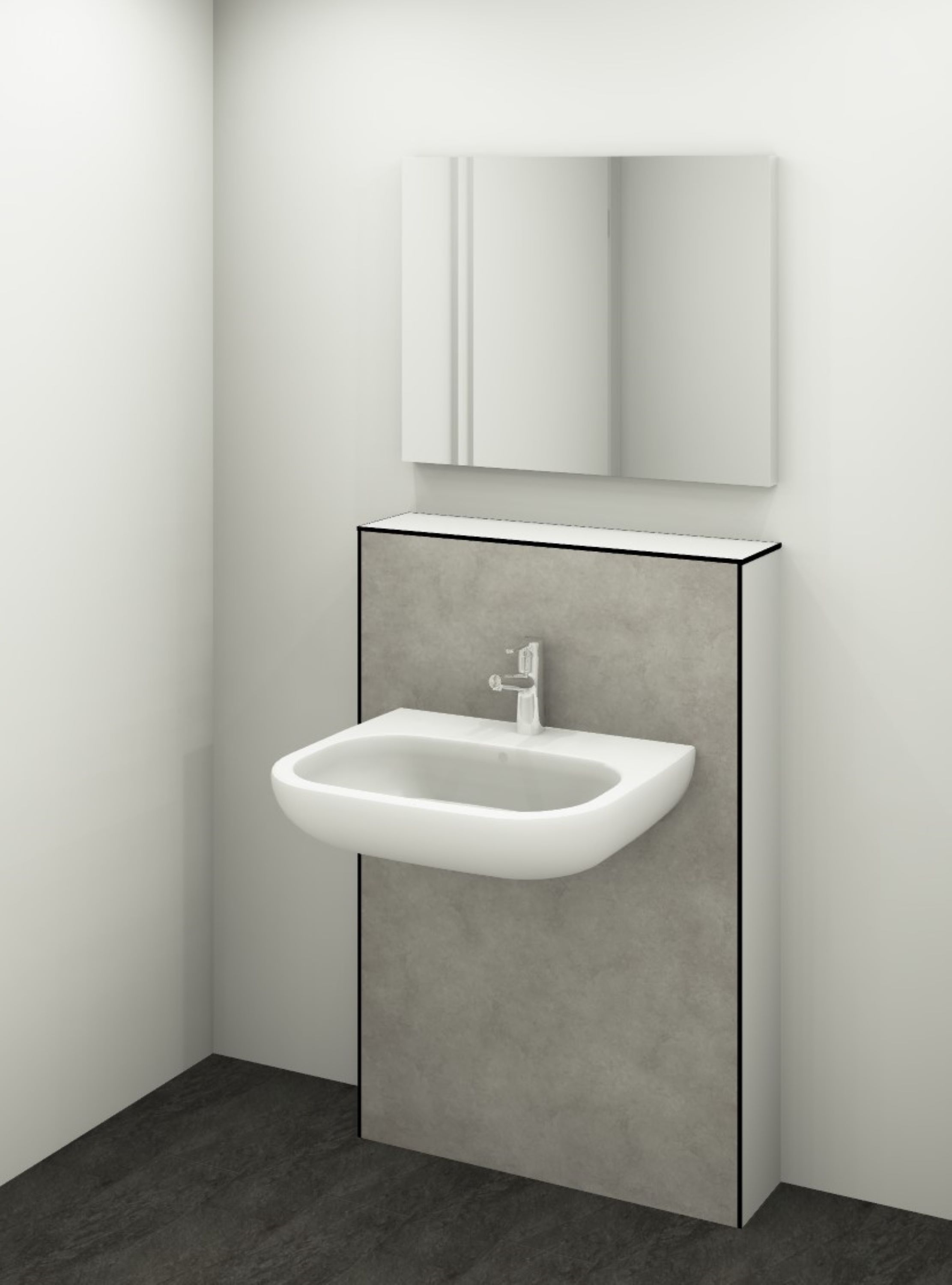 DK Waschtisch Modul B 800 H1190mm, o. Zubehör, Schiefer hell Neu Perl