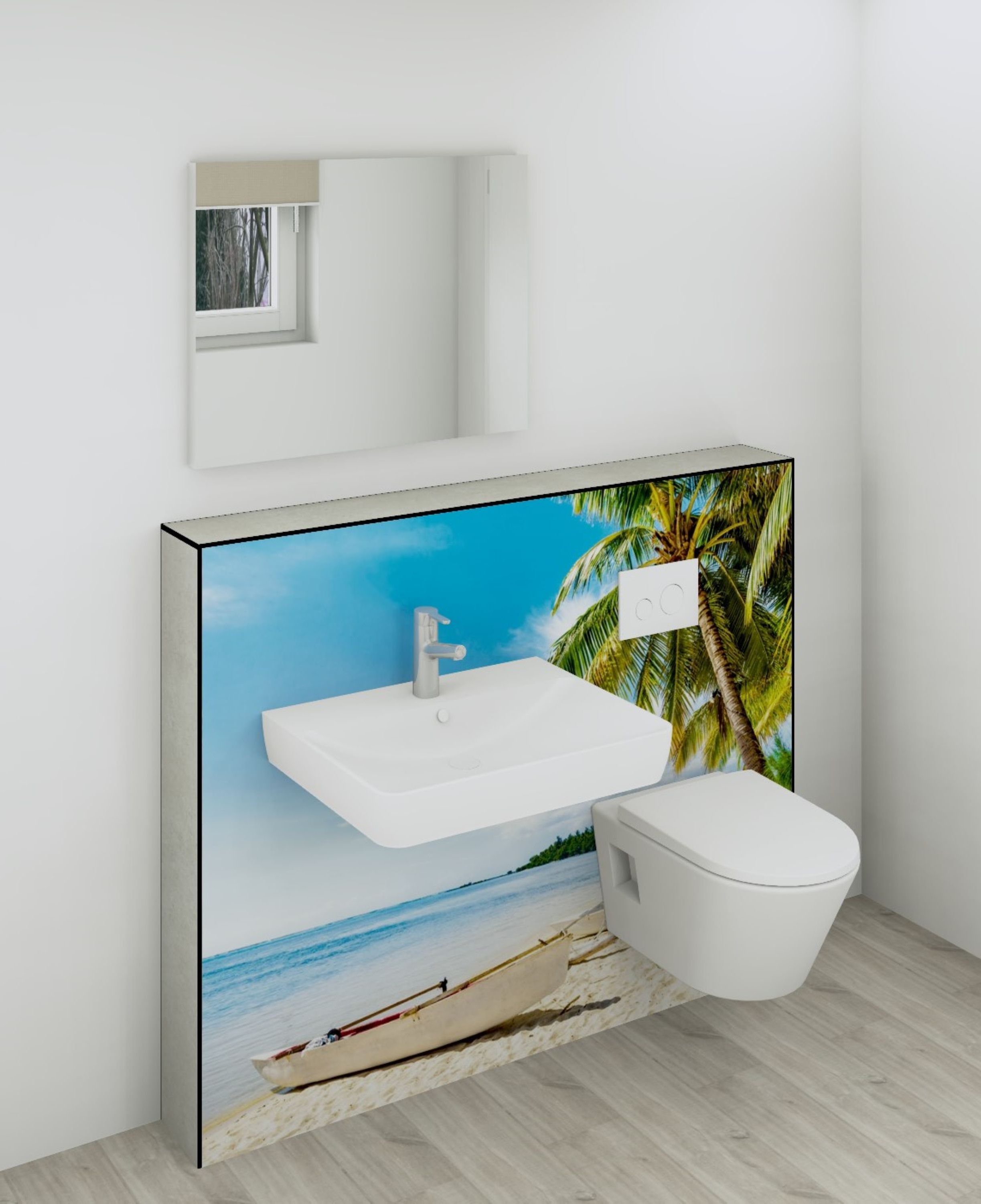 DK Doppelmodul Waschtisch WC B1500 H1190mm, , o. Zubehör, links, Traumstrand Perl
