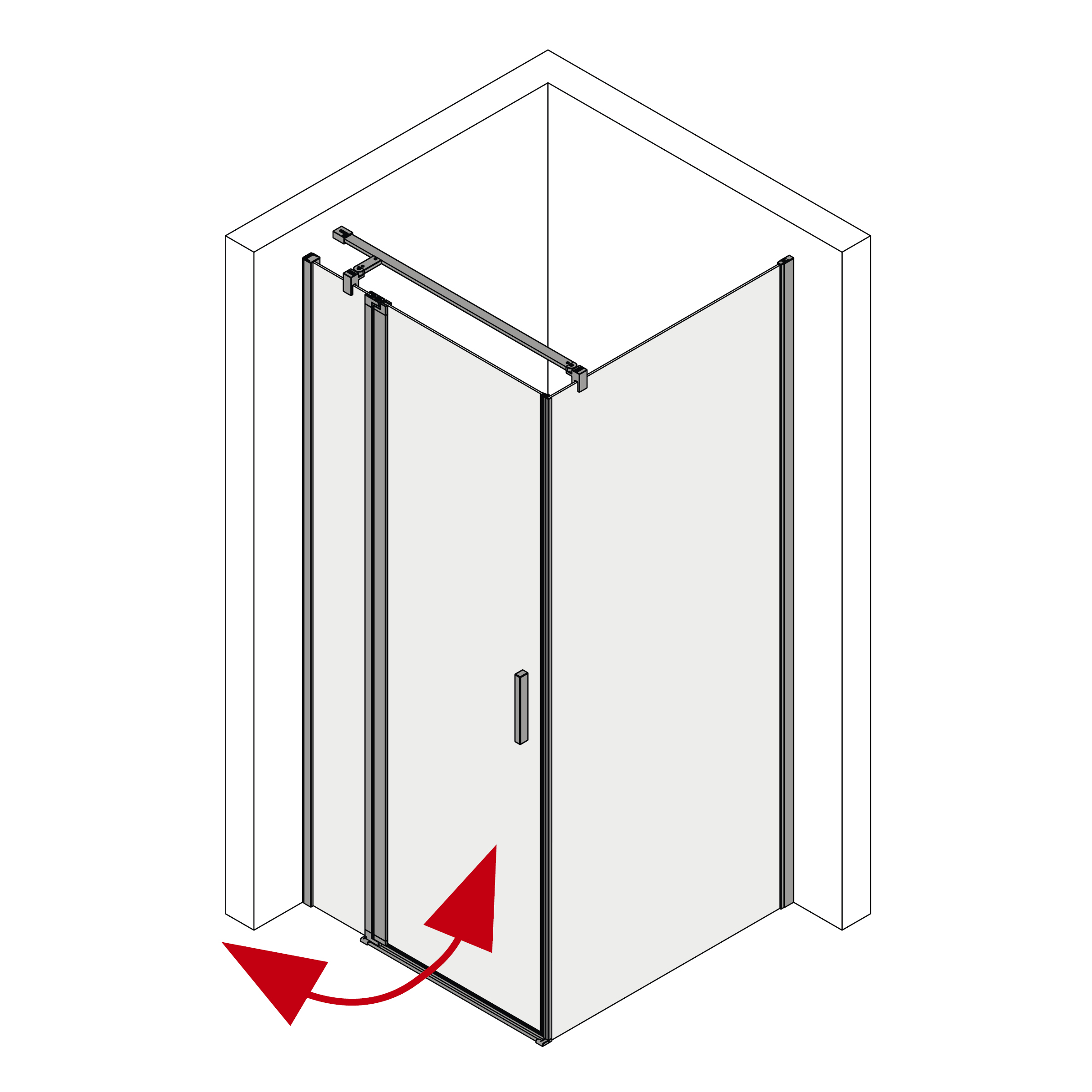 Koralle Pendeltür SL450 TPFA R 120, 1175-1190x2000 Silber matt ESG trans.
