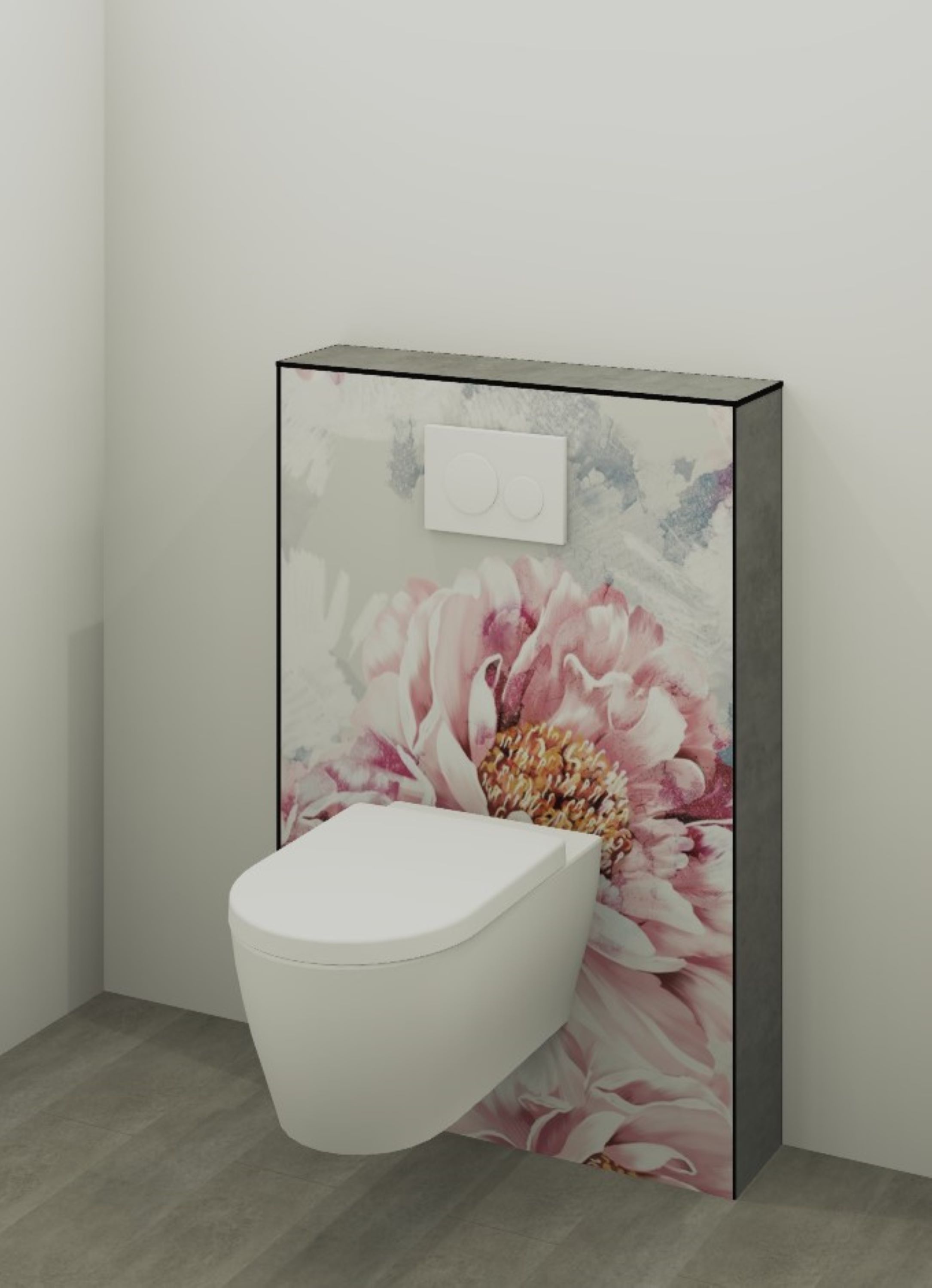 DK WC Modul B 800 H1190mm, o. Zubehör, Rosa Blumen Perl
