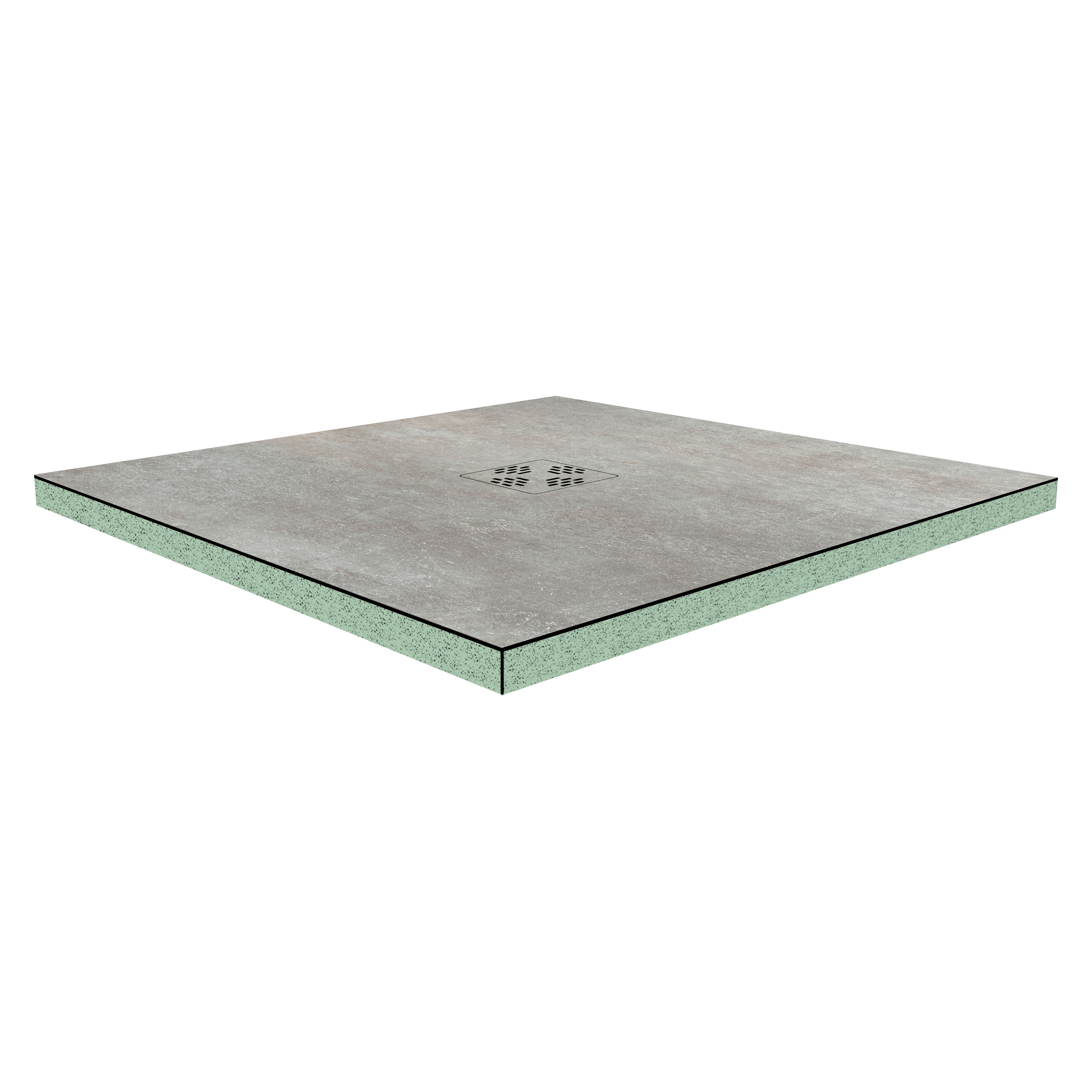 DK Duschboard Flat  800 x  800 mm Typ 1, Dekor: Beton Dunkel Perl, Punktablauf mittig