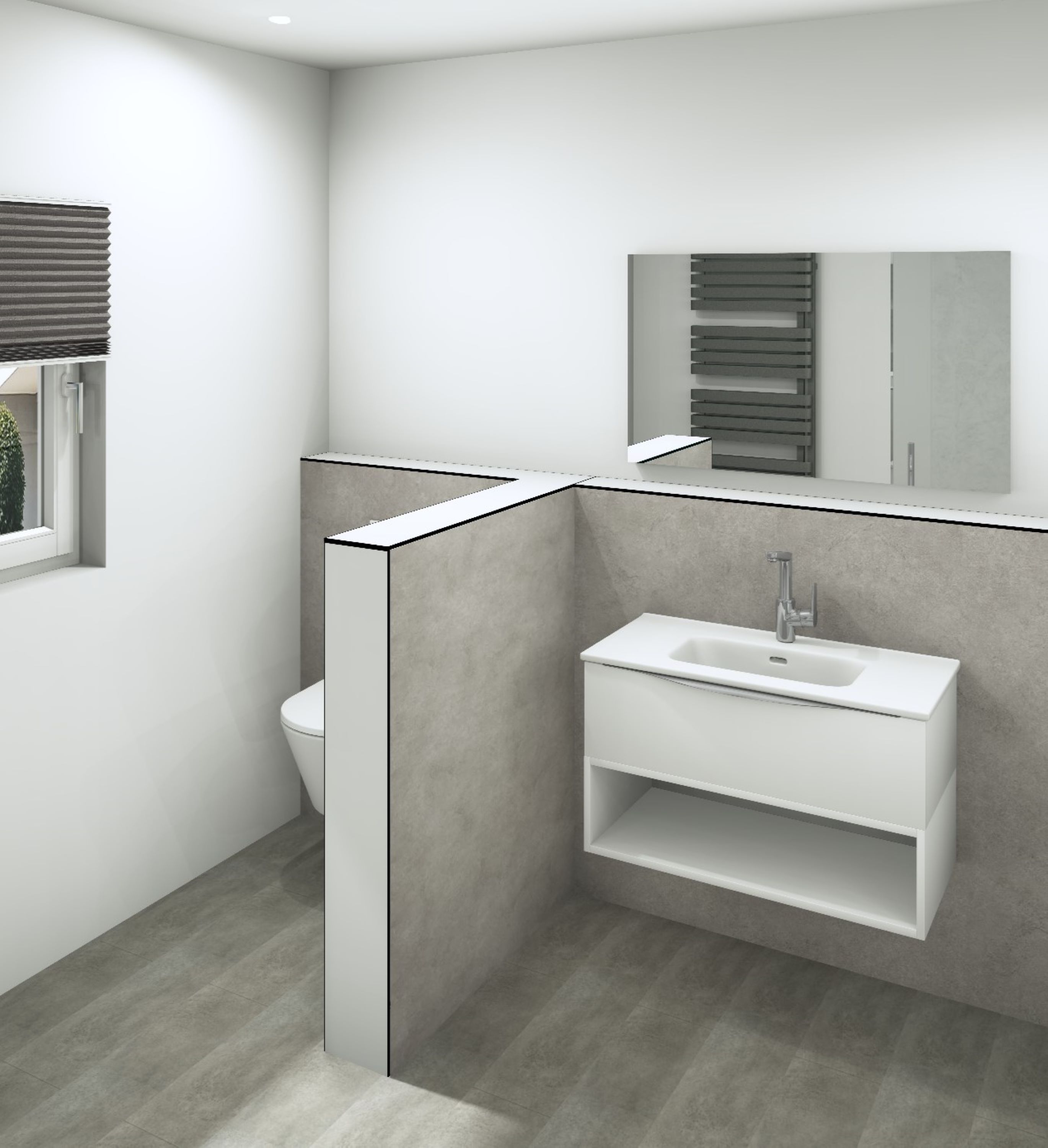 DK Schamwand Modul B1200 H1190mm, o. Zubehör, Schiefer hell Neu Perl