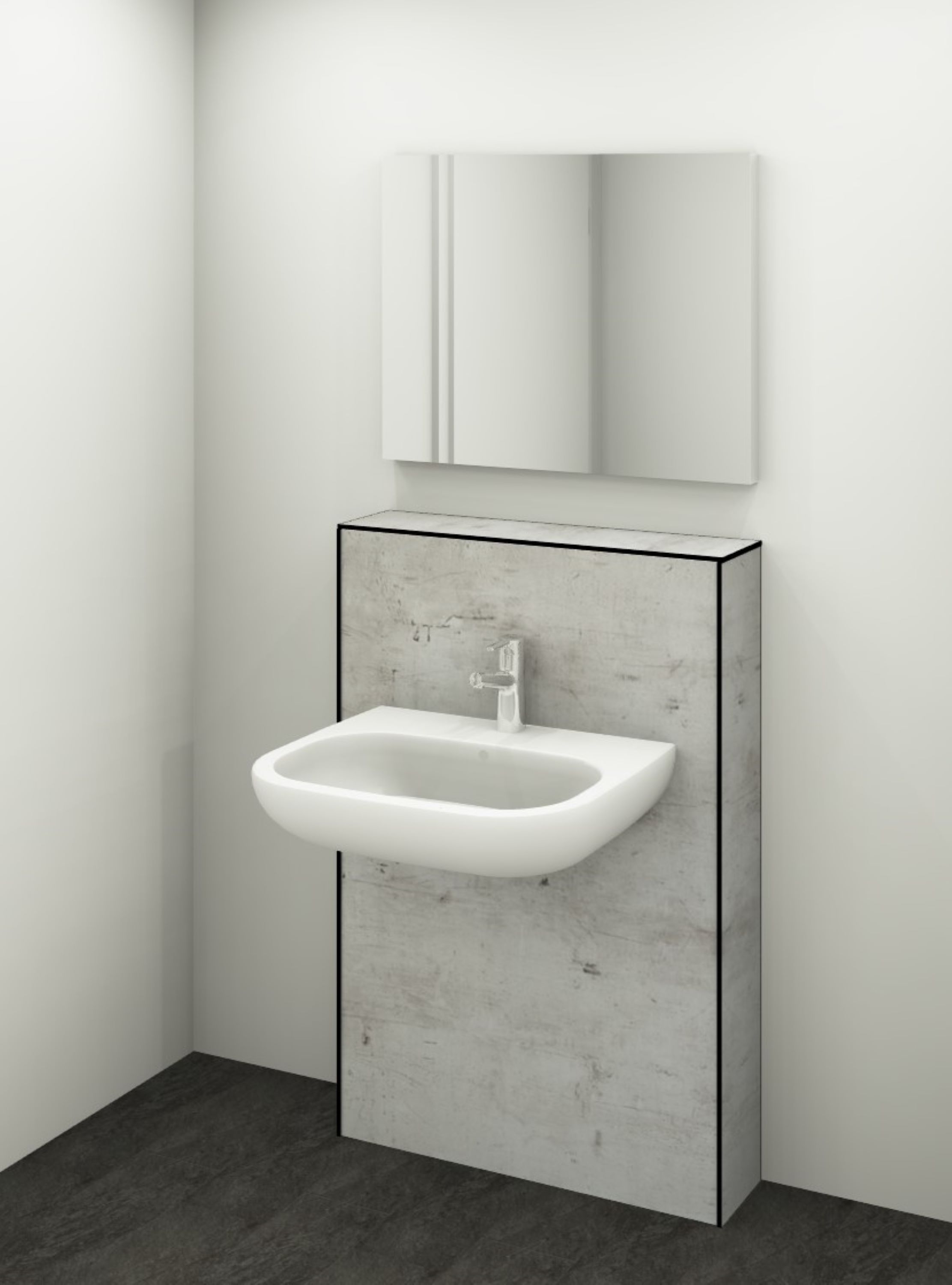 DK Waschtisch Modul B 800 H1190mm, o. Zubehör, Kalkstein Perl