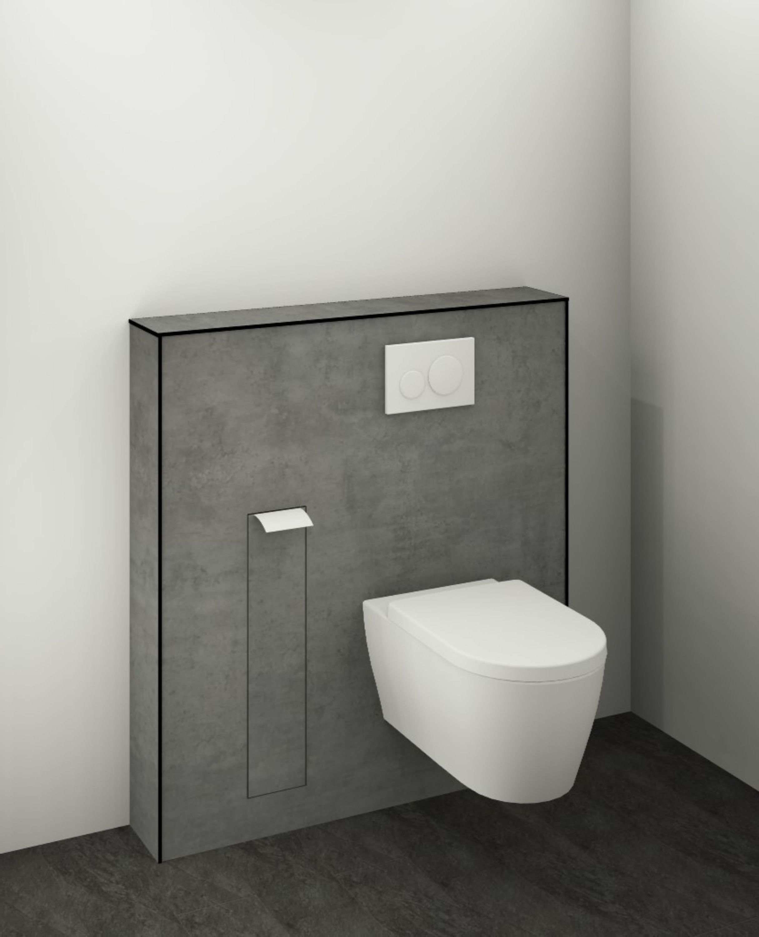 DK WC Modul B1100 H1190mm, m. Bürstenschrank, links, Beton grau Perl