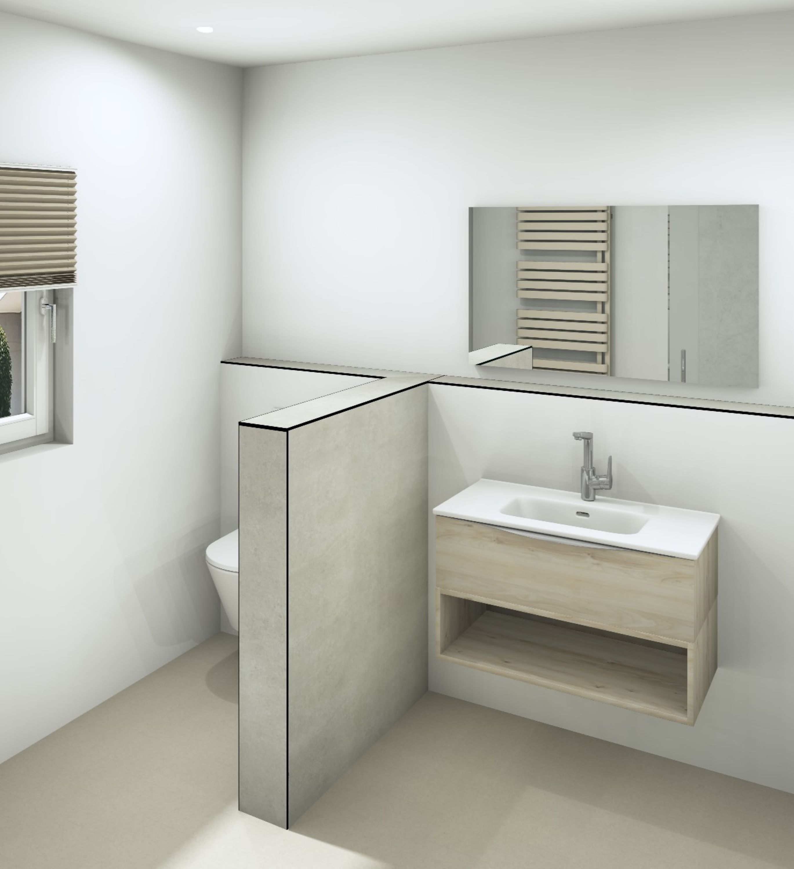 DK Schamwand Modul B1200 H1190mm, o. Zubehör, Neide Perl