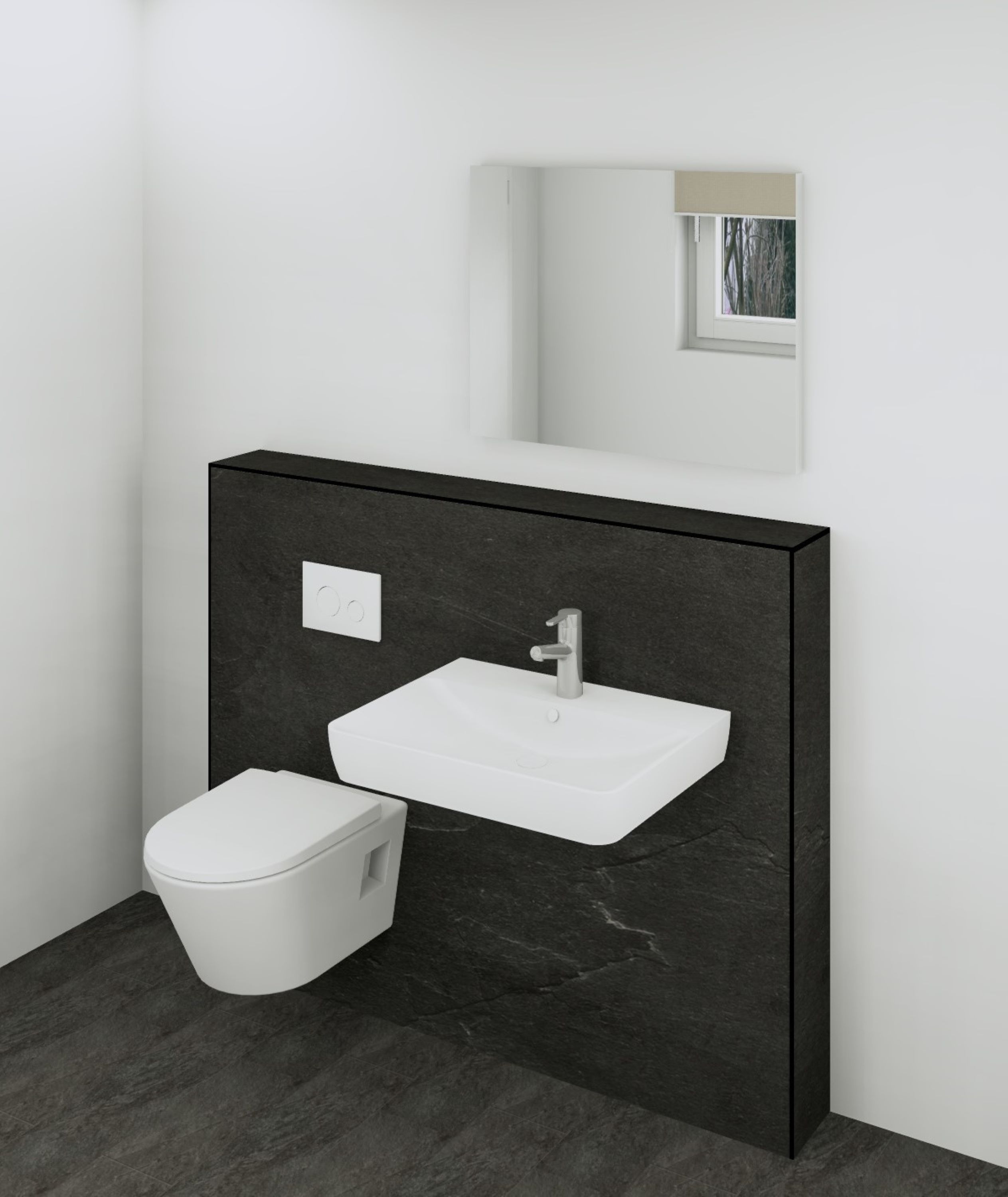 DK Doppelmodul Waschtisch WC B1500 H1190mm, , o. Zubehör, rechts, Gandara Slate