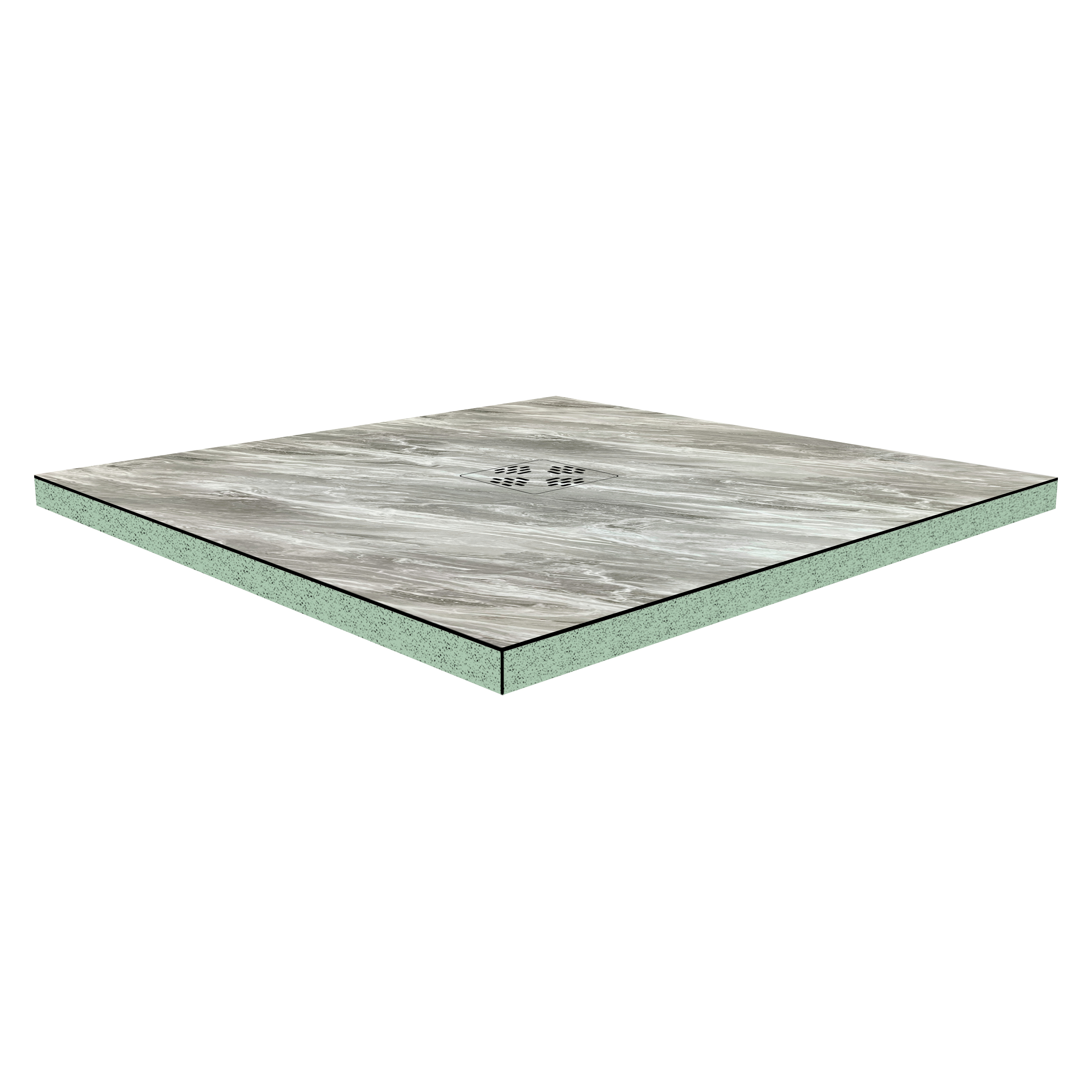 DK Duschboard Flat  800 x  800 mm Typ 1, Dekor: Adaja Perl, Punktablauf mittig